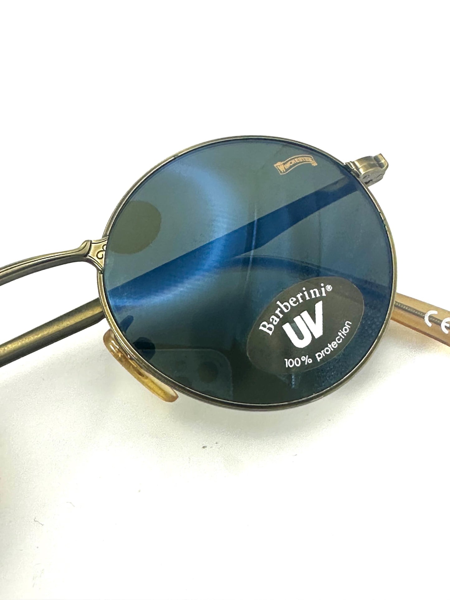 Winchester Award round deco style sunglasses w Barberini tempered Crystal lenses, NOS 90s Italy