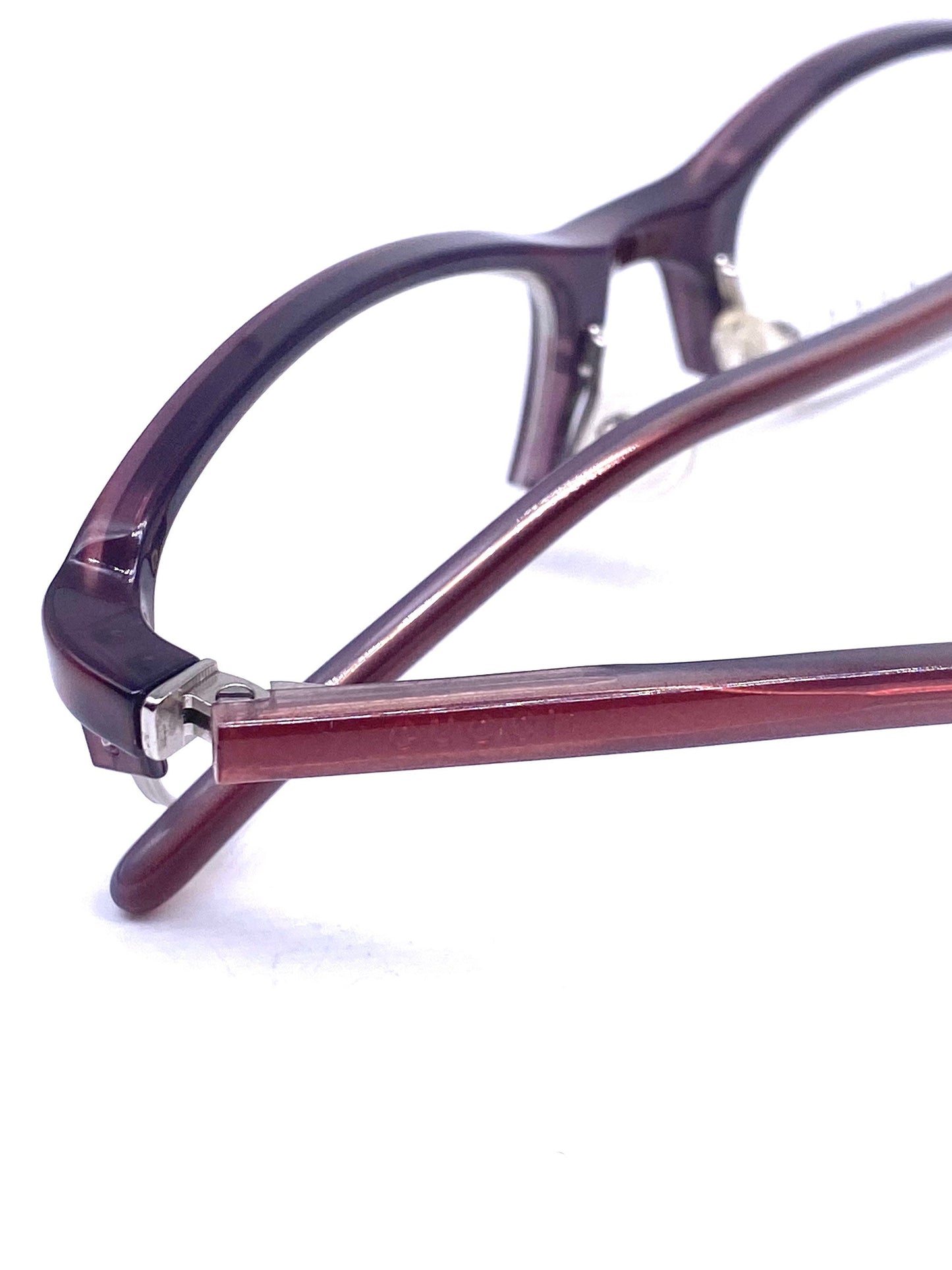 Gucci GG1406 minimalist oval wine color half rimmed glasses frames, NOS 90s Italy