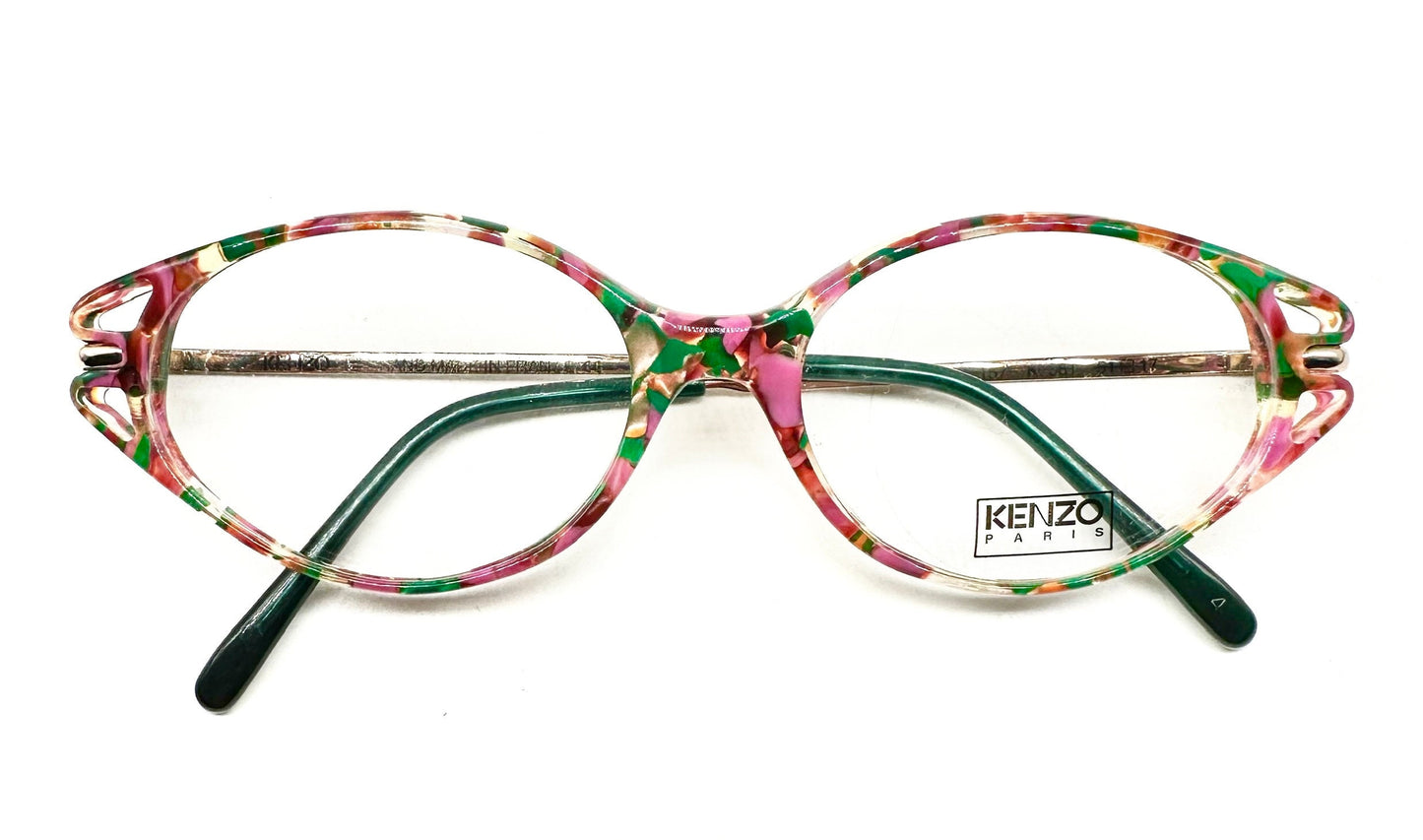 Kenzo Pompei K157 eyeglasses frames in a colorful speckled cello,80s hand made France