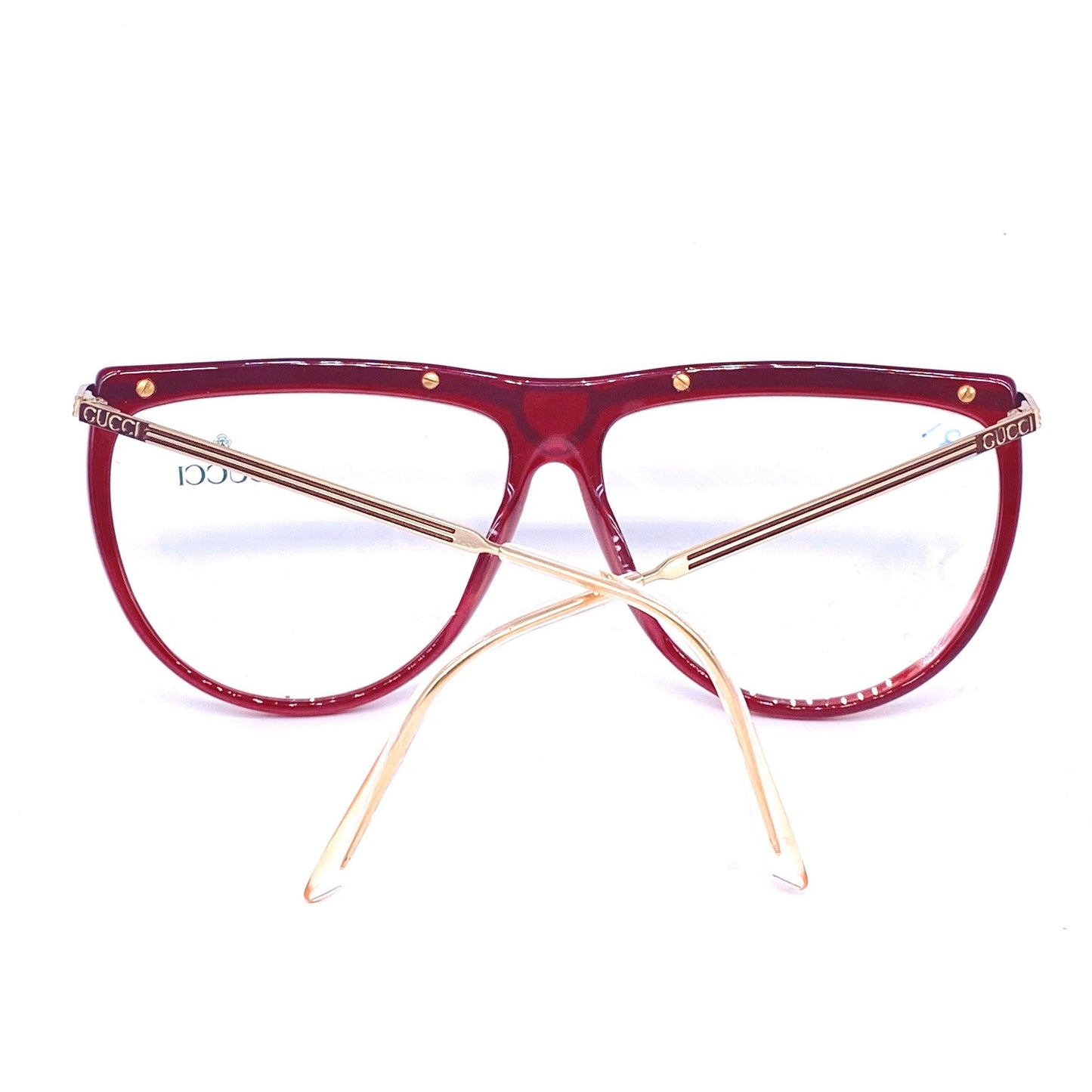 Gucci 2303 burgundy & carved gold ladies eyeglasses frames made in Italy, 1980s NoS