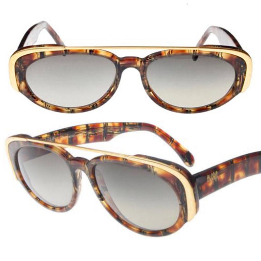 Polaroid coolest oval tortoise sunglasses w unique golden arch browline, NoS 80s Italy
