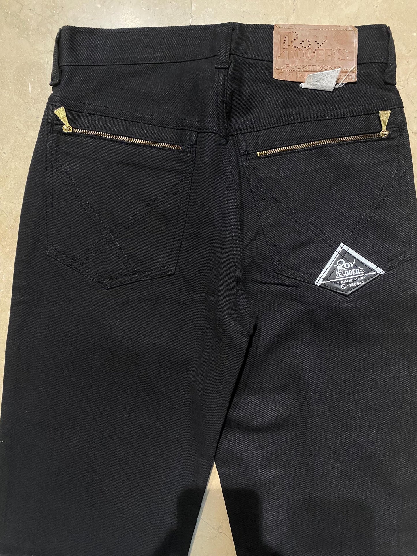 Roy Roger’s Pocket Money NOS 80s straight jeans, coming in black or navy, sz 27-36
