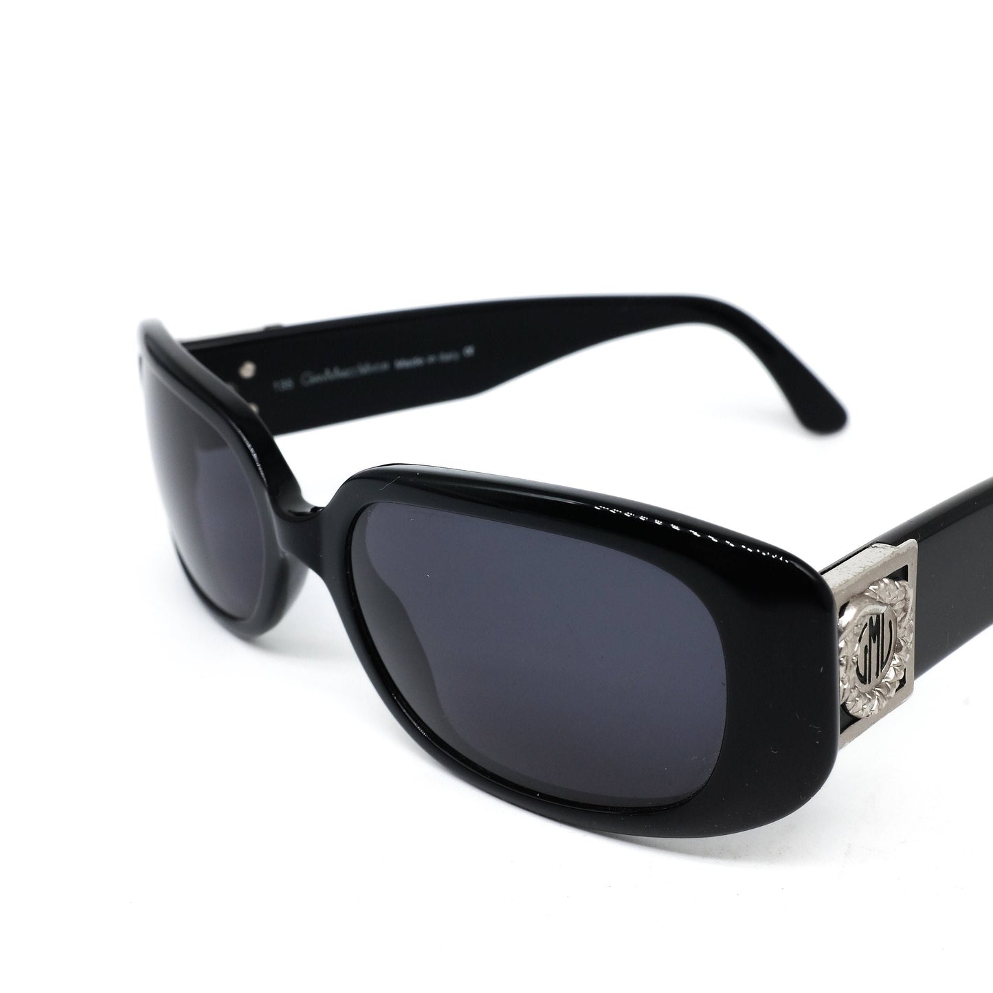Gian Marco Venturi V587 glossy black acetate square sunglasses 80s NOS italy
