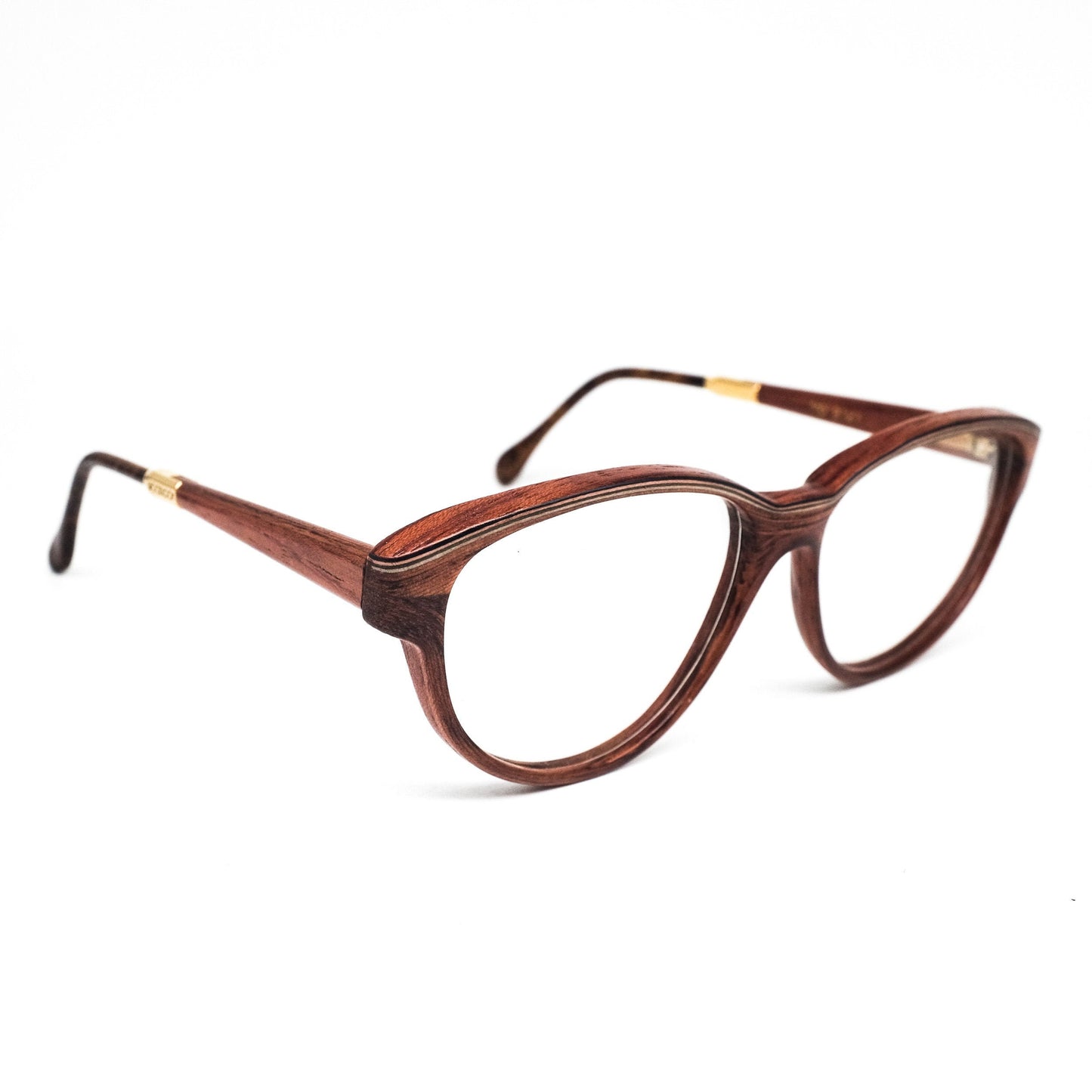 Woodlook Paris real wood cateye eyeglasses frames hand crafted in France, 80s NOS