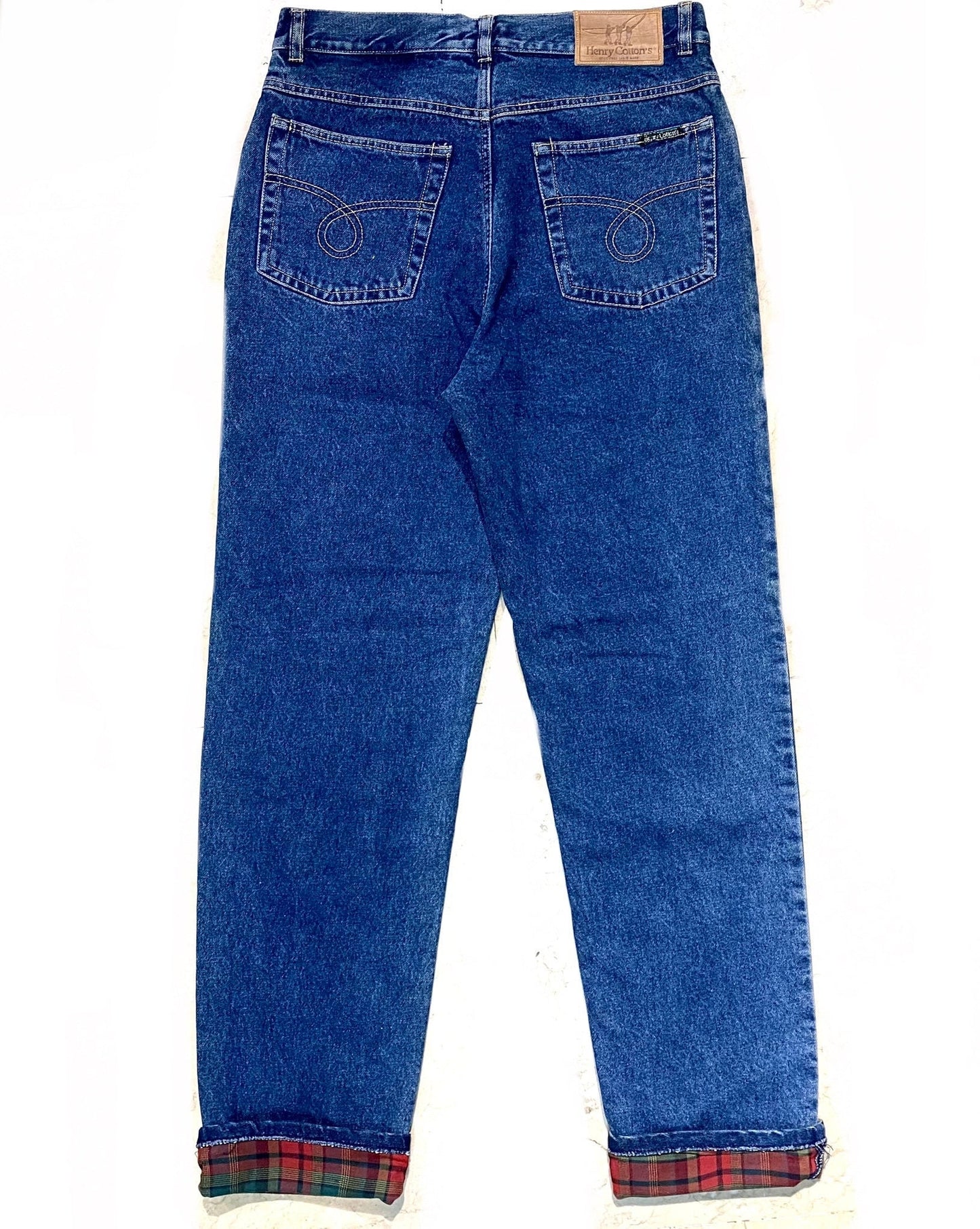 Henry Cottons NOS winter jeans with red tartan cotton lining, sz 48, 50, 52 new with tags