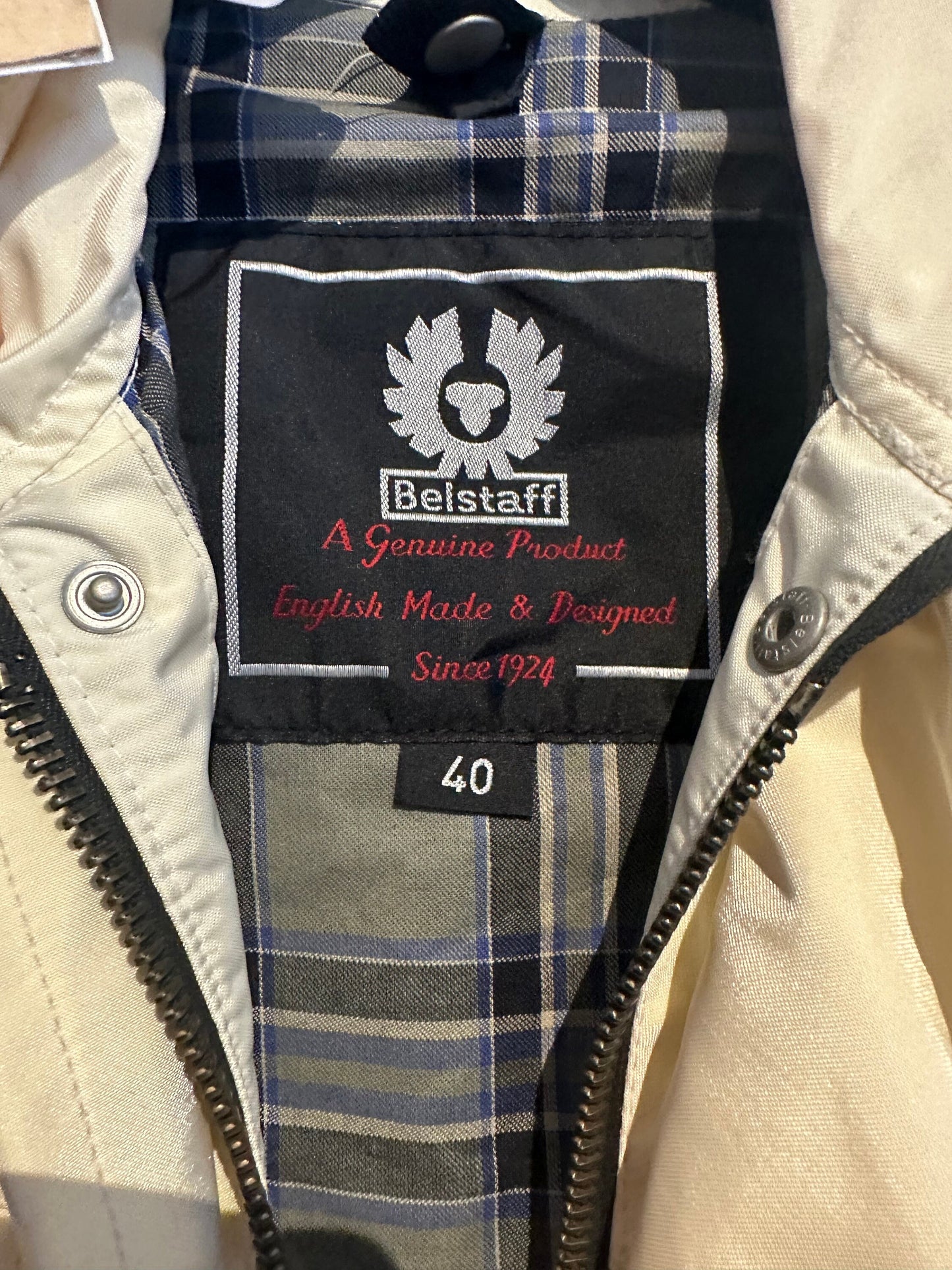 Belstaff NOS 90s cream nylon biker jacket sz 40 , mint with tags