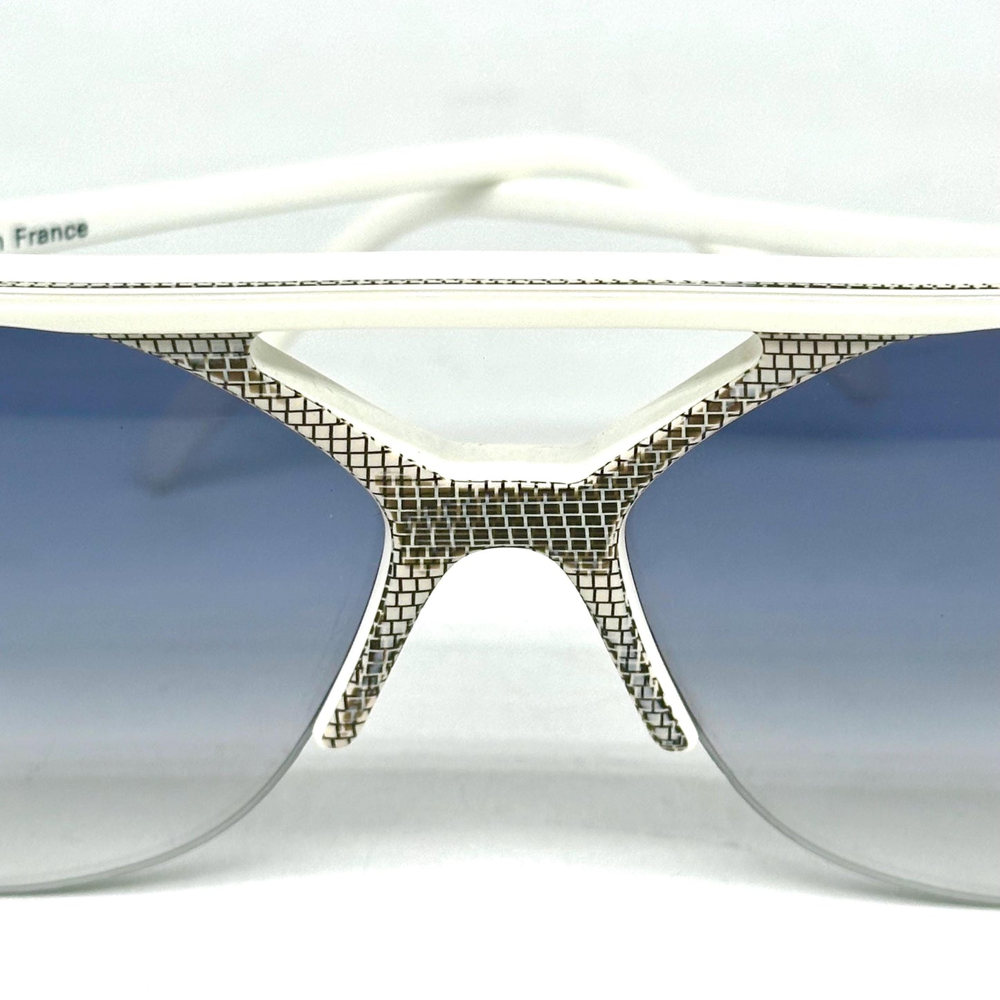 IDC 88 futuristic white lacquered ethnic geometric sunglasses made in France 80s NOS