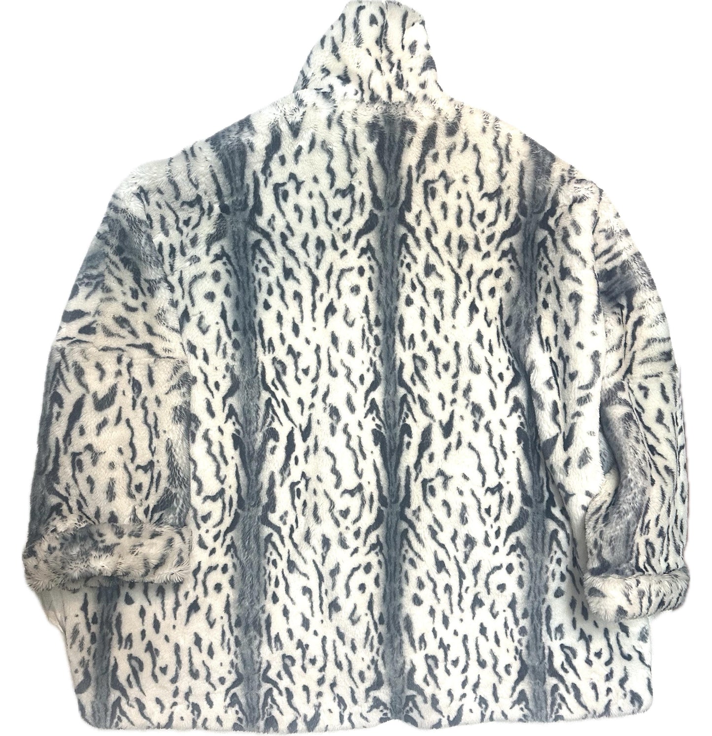 Roccobarocco 80s white snow leopard faux fur made in Italy, great condition sz 42/M