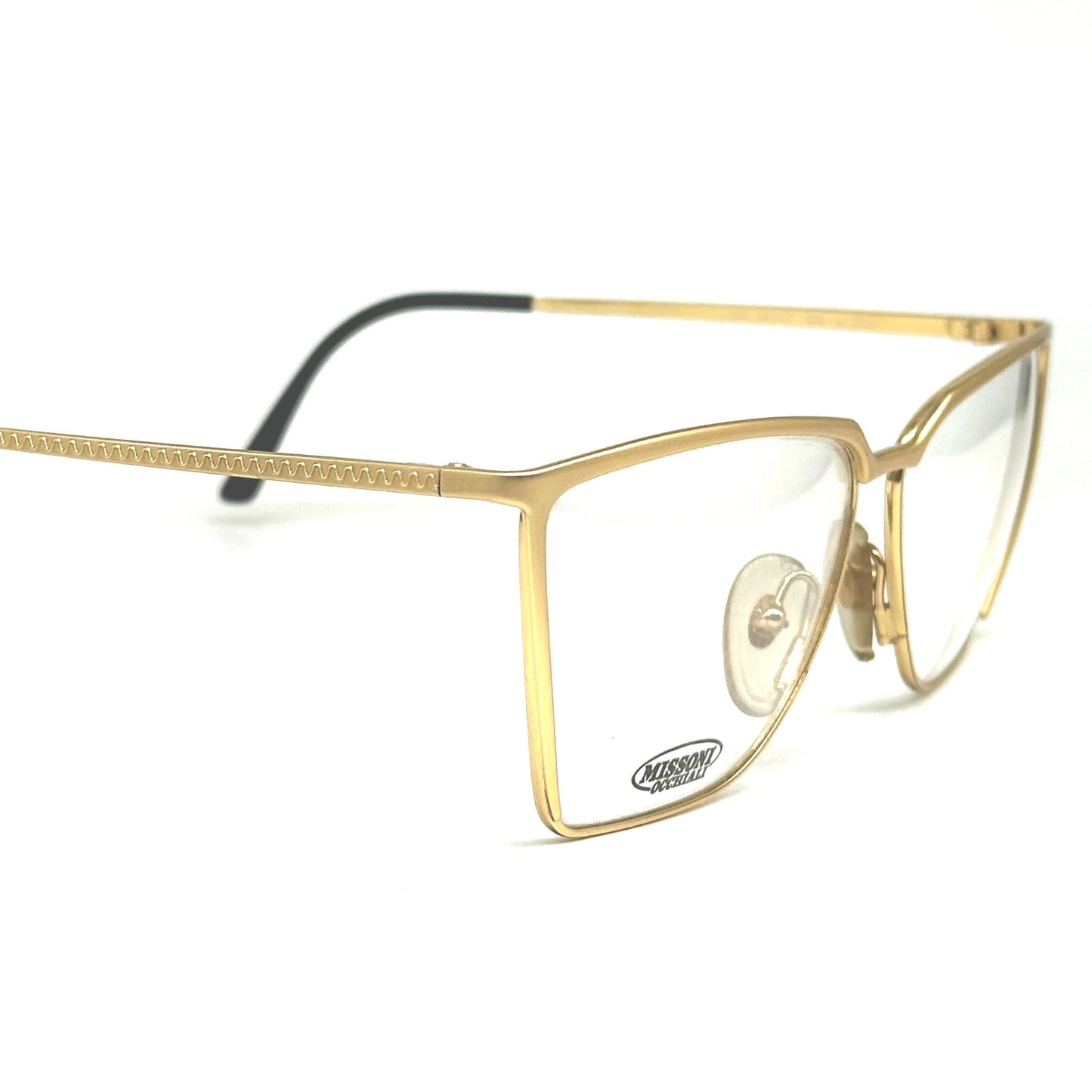 Missoni M317 gold square eyeglasses frames w modernist design, made in Italy in the 80s, brand new