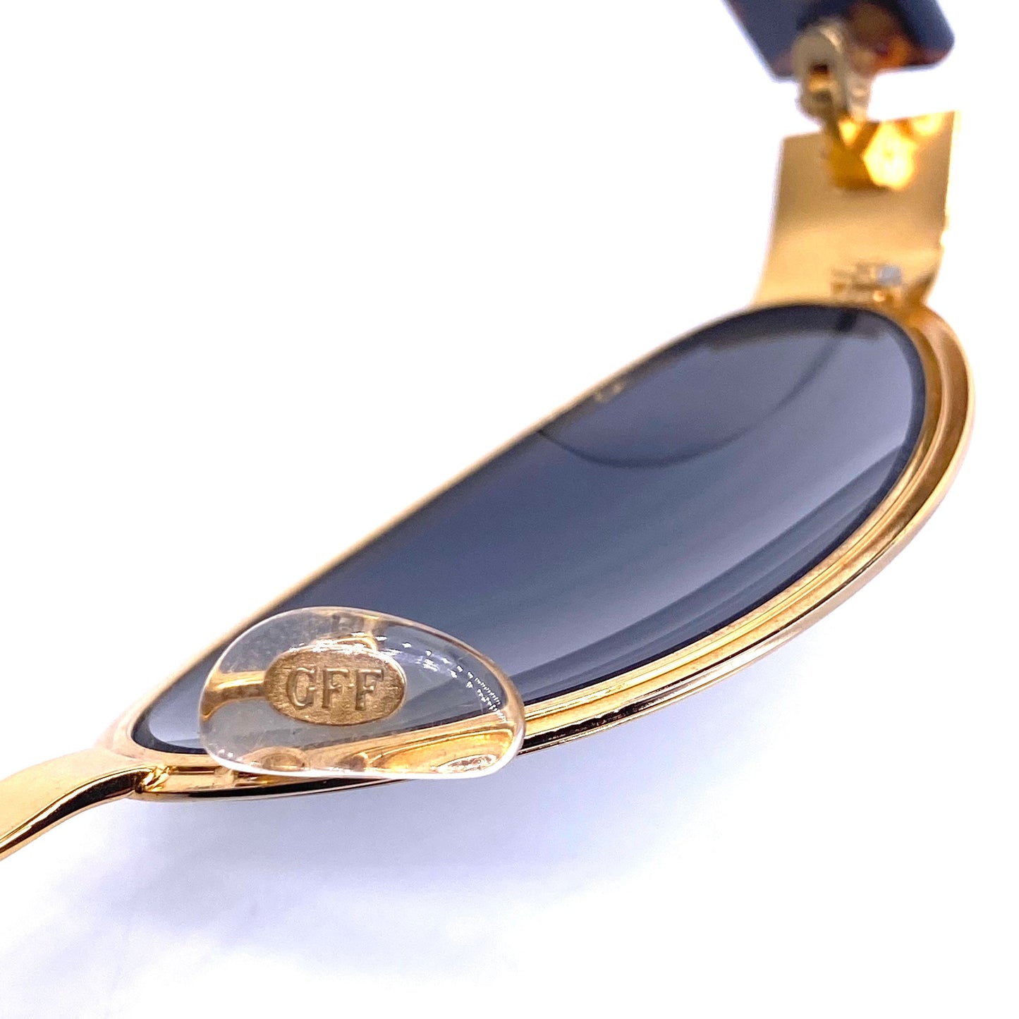 Gianfranco Ferre 311 golden oval wrap sunglasses w cello temples, 3 color combos , NOS 90s Italy