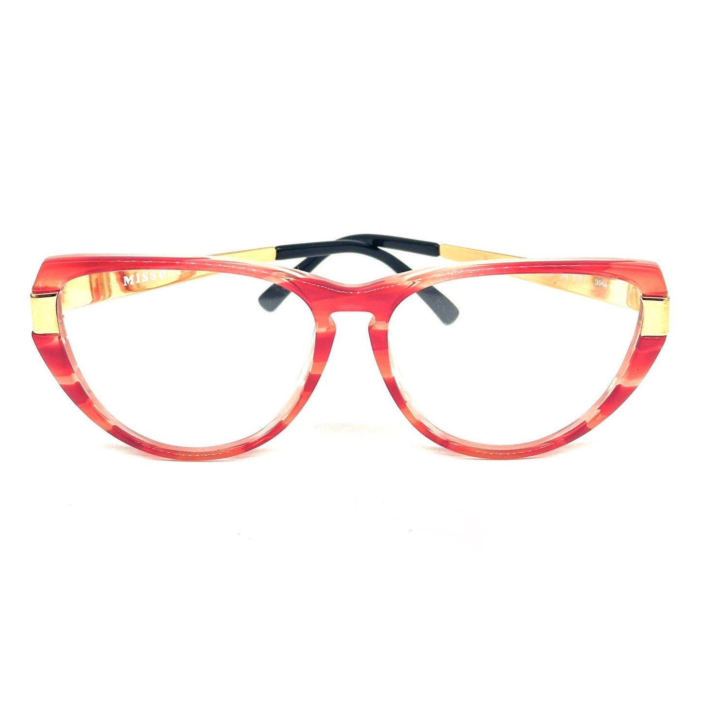 Missoni M181 stunning butterfly red eyeglasses frames w golden temple, 80s NOS made in Italy