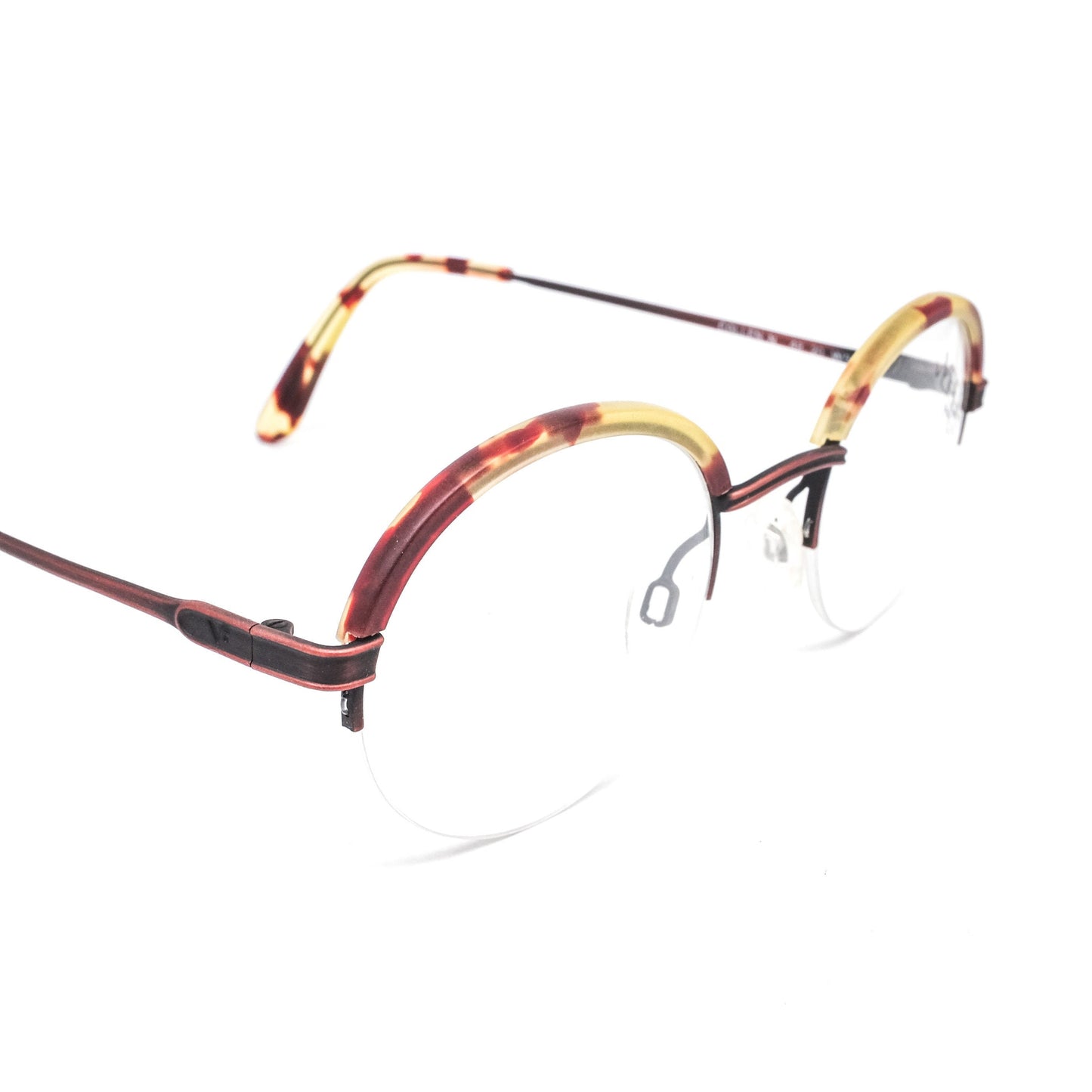 Vogue round tortoise semi rimless eyeglasses frames, 80s NOS