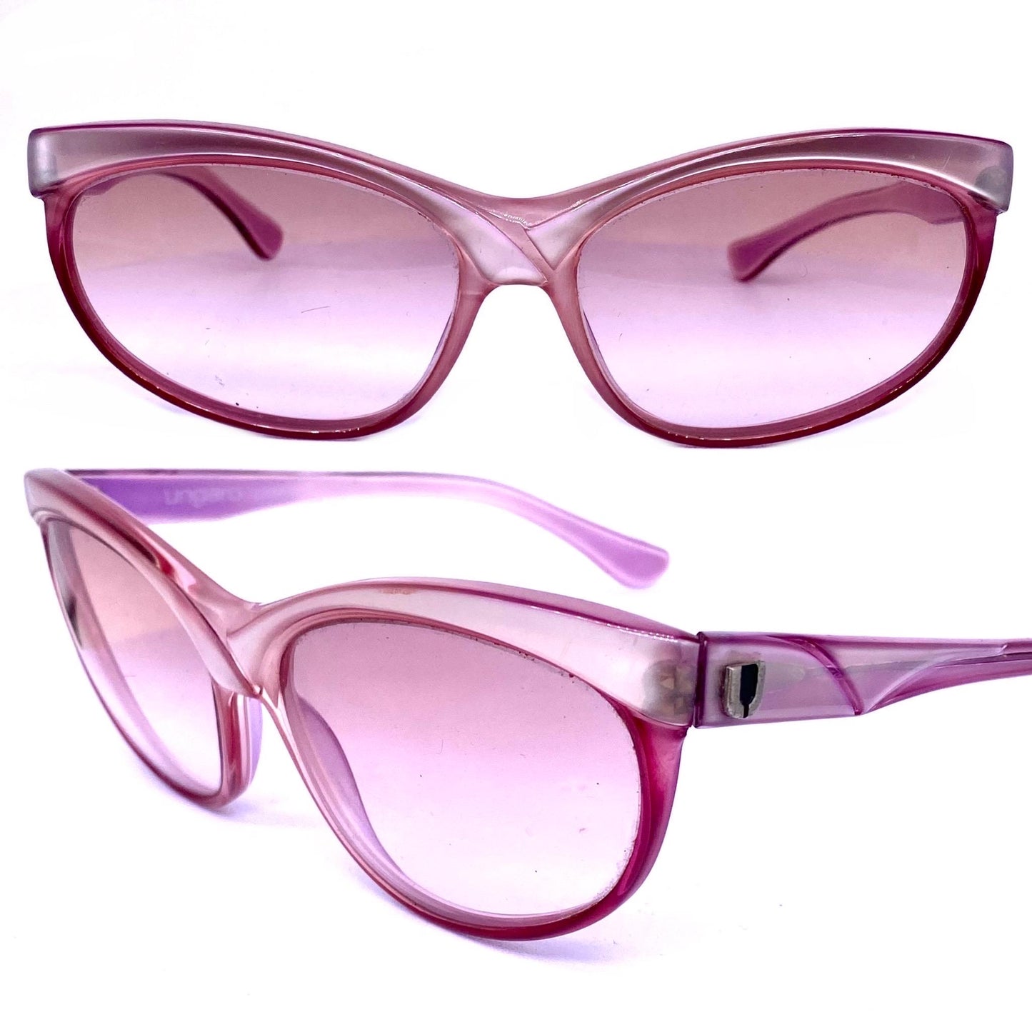 Ungaro Paris gorgeous rose/ pearl cateye sunglasses made in France, 1980s NOS