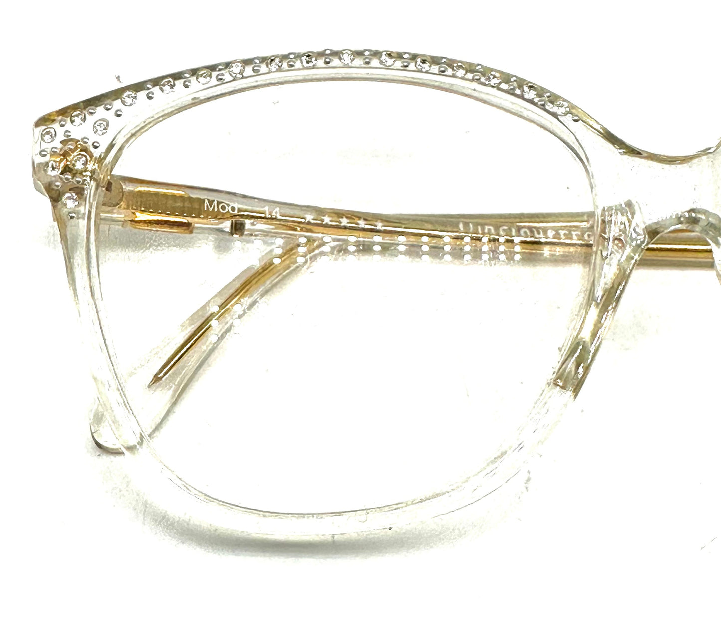 Nouvelle 14 crystal clear frames w rhinestones browline , NOS 80s Italy