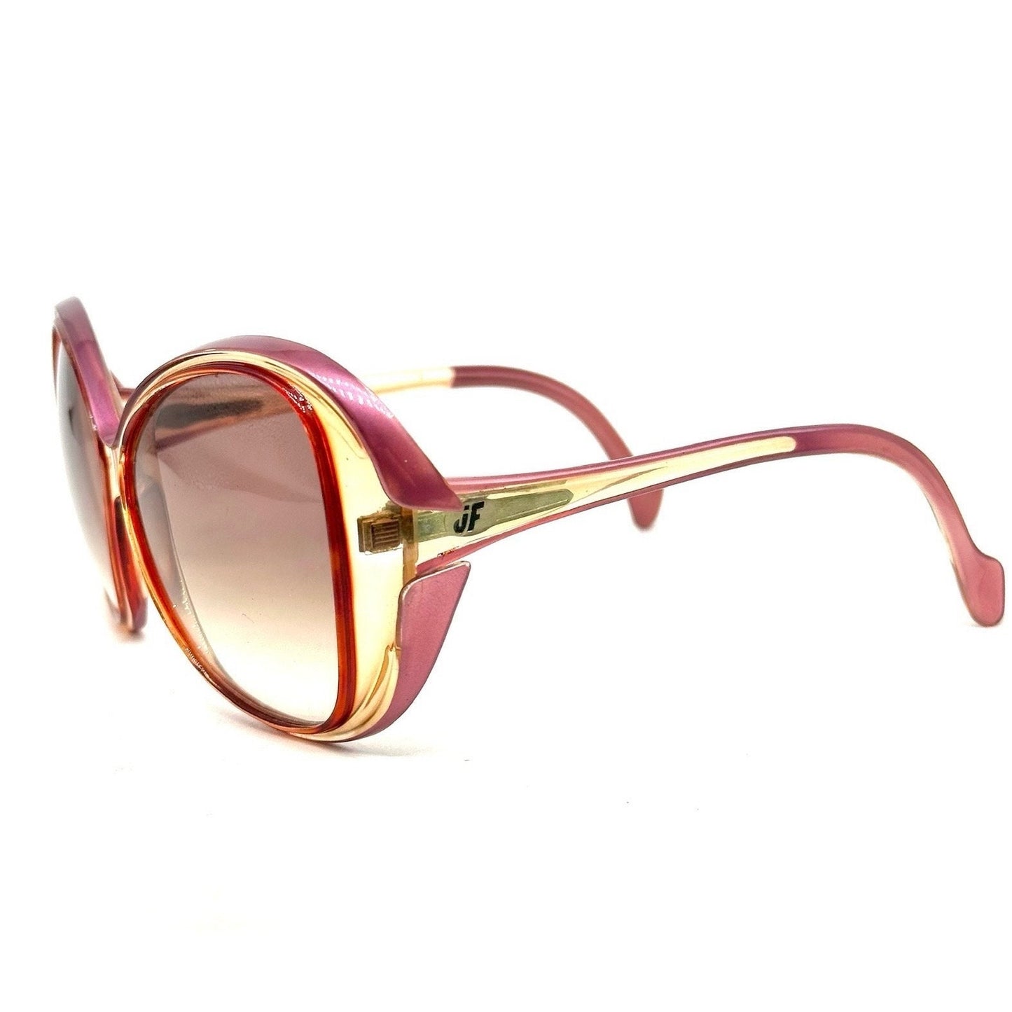 Jacques FATH VERLAINE pink/red spacey oversized sunglasses, 1970s hand made France