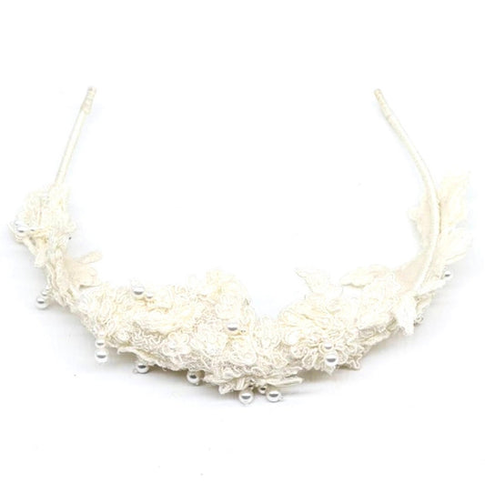 Hand made embroidery and pearls jewel headband