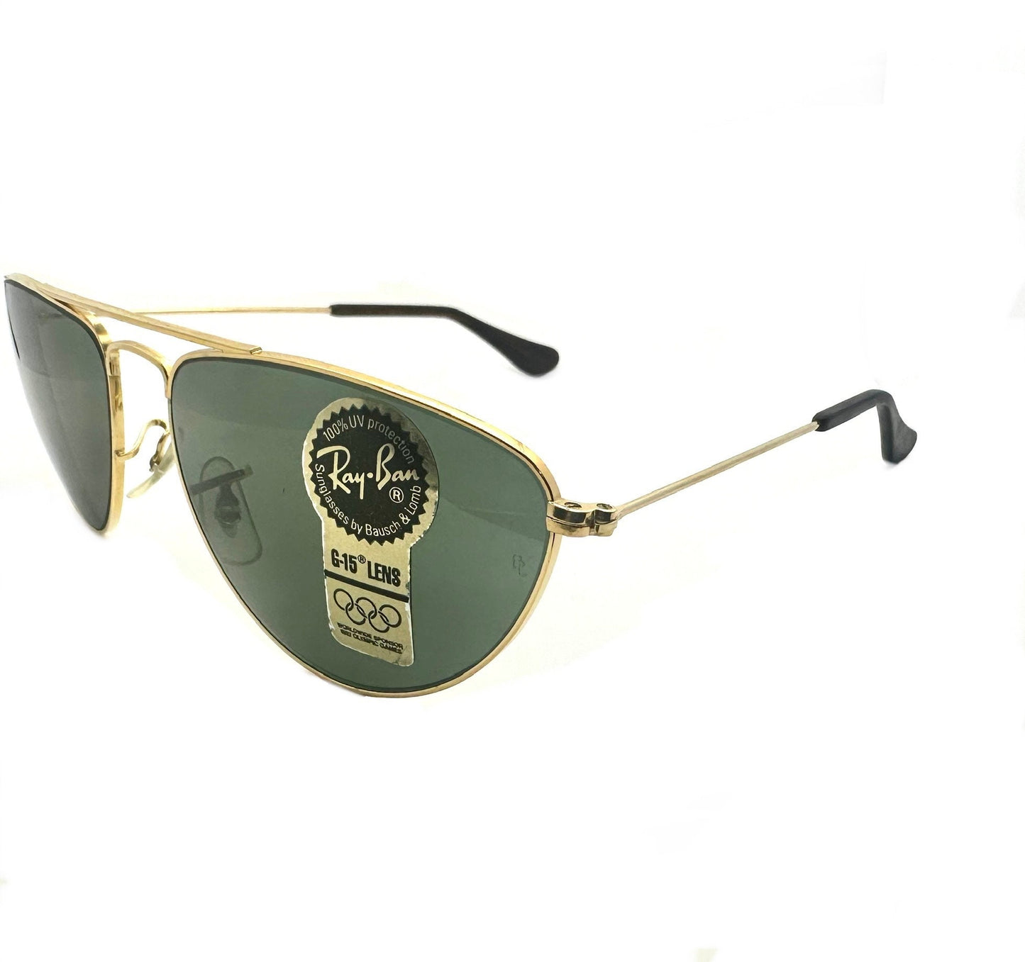Rayban b&l W1082 59-16 gold plated metal aviator sunglasses made in USA in the 80s, brand new