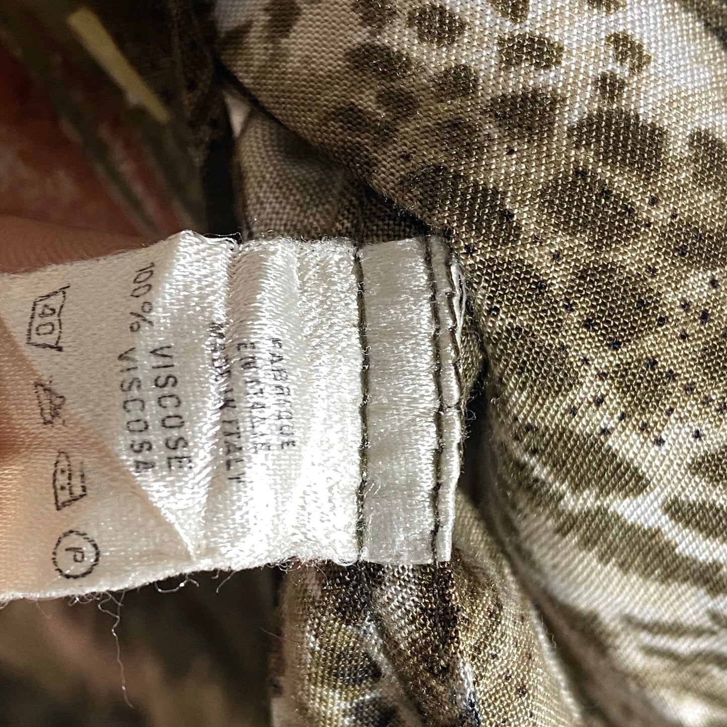 Cacharel fresh viscose aloha shirt, cheetah / vintage zoo print allover of brown & pink tones, in great condition