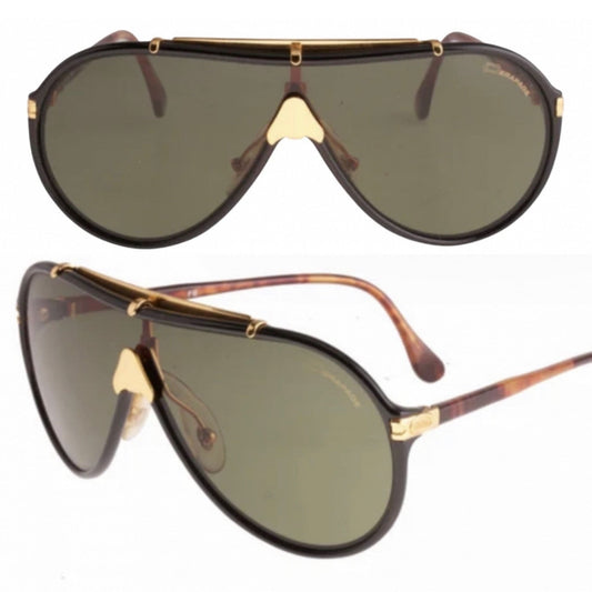 Dérapage-Vitaloni luxury blck-gold shield aviator sunglasses hand made in Italy, 80s NOS, Jay-Z