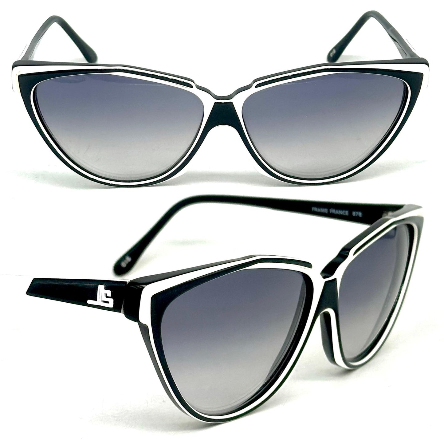 Jean-Louis Scherrer Paris frame 878 black and white futuristic design shape sunglasses. 90s NOS France