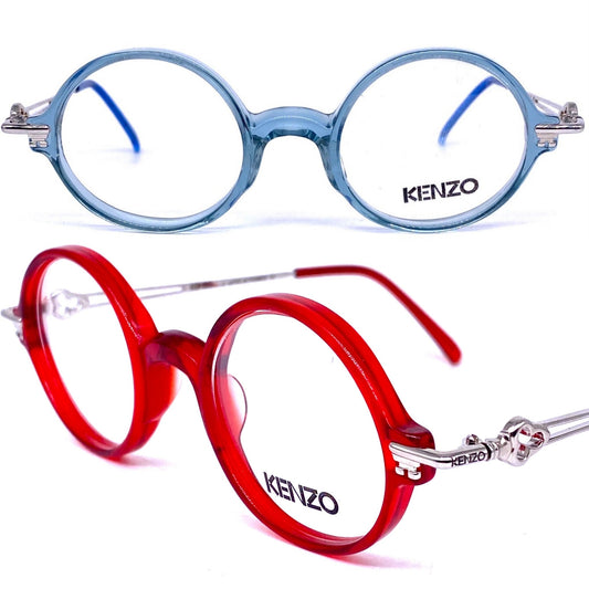 Kenzo Lucia cute round cello eyeglasses frames with key shaped hinges and temples, NOS 80s France