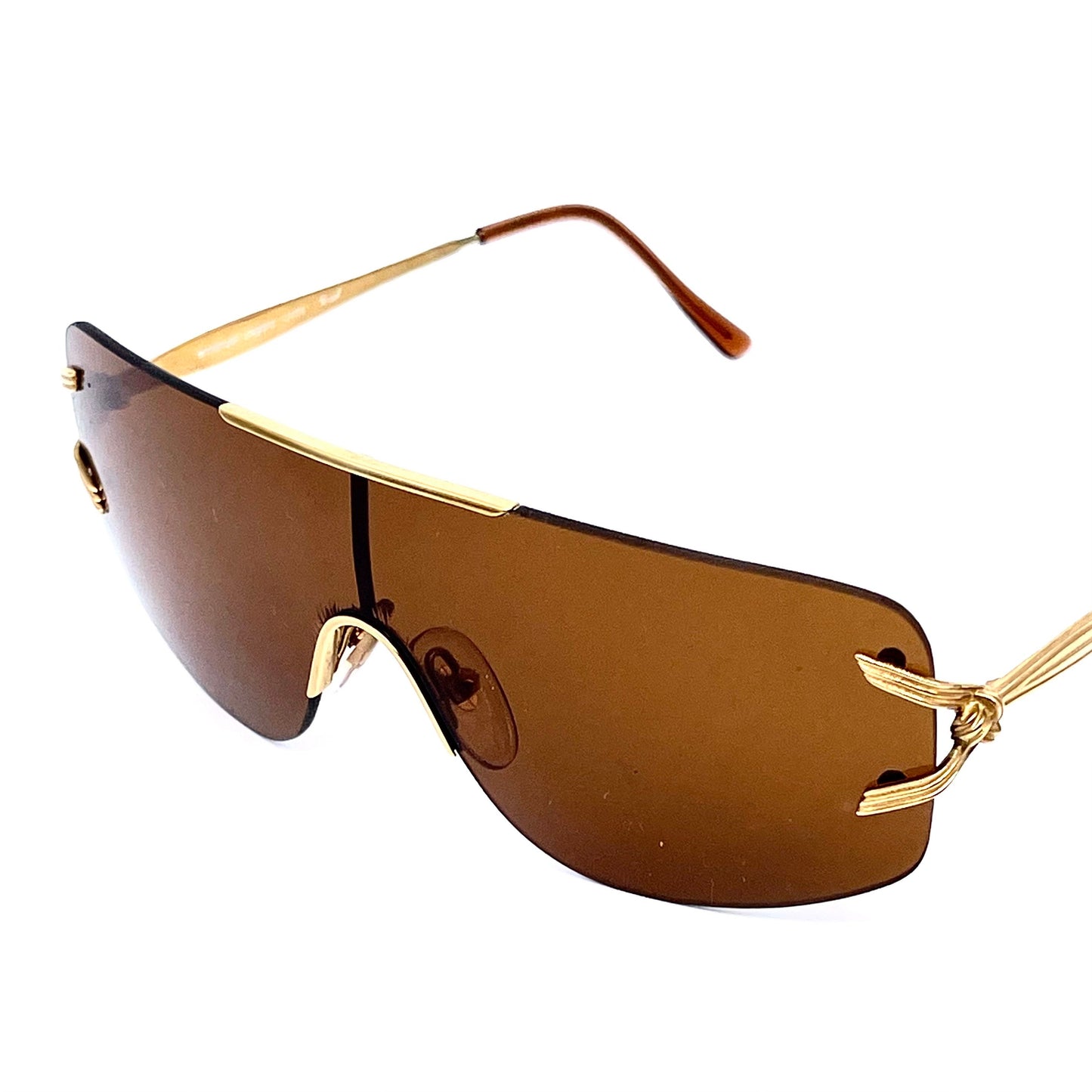 Emanuel Ungaro by Persol Ratti mask sunglasses with gold plated structure & rope temples NOS 80s