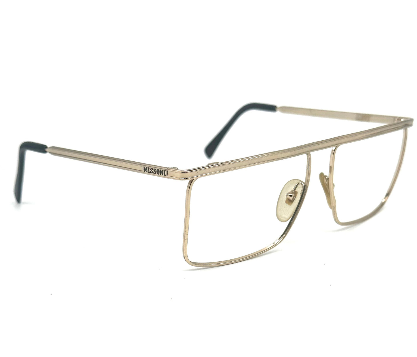 Missoni m403 hip square gold frames w flat top browline, NOS 80s Italy