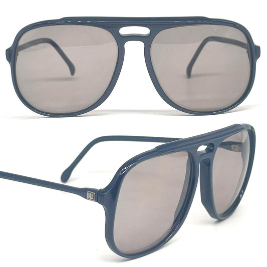 Emilio Pucci 281 495 oversize metallic dark blue aviator sunglasses 80s NoS Made in France
