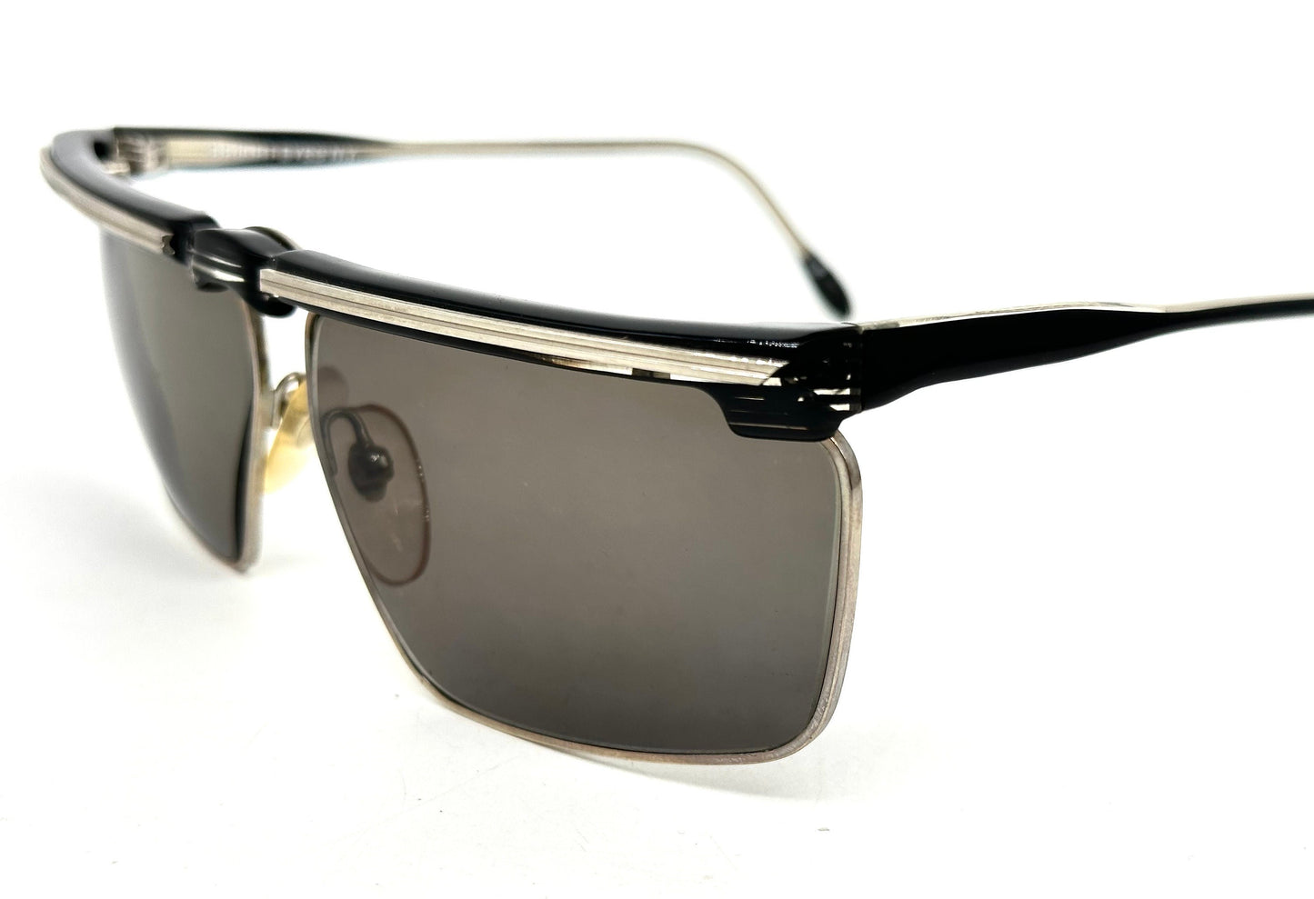 Bright Eyes NY square techie sunglasses w metal rims and acetate structure, NOS 80s; 2 colorways available