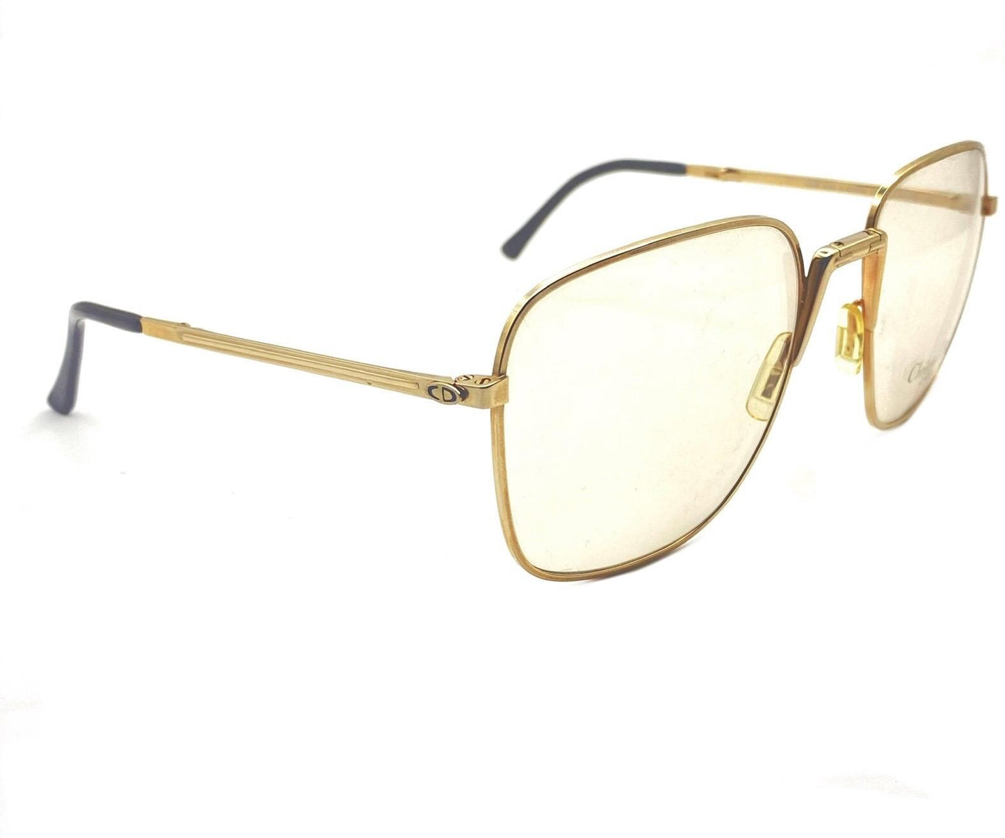 Dior Monsieur 2287 folding square gold glasses frames made in Austria in the 80s, NOS mint