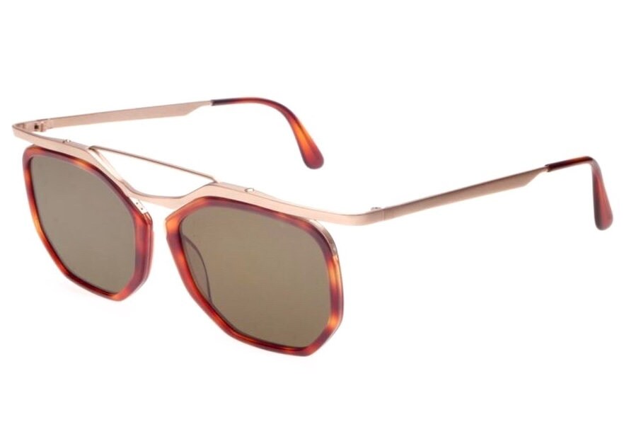 Aprilia unique designer sunglasses, tortoise rims and metal structure, hand made in Italy 80s NOS