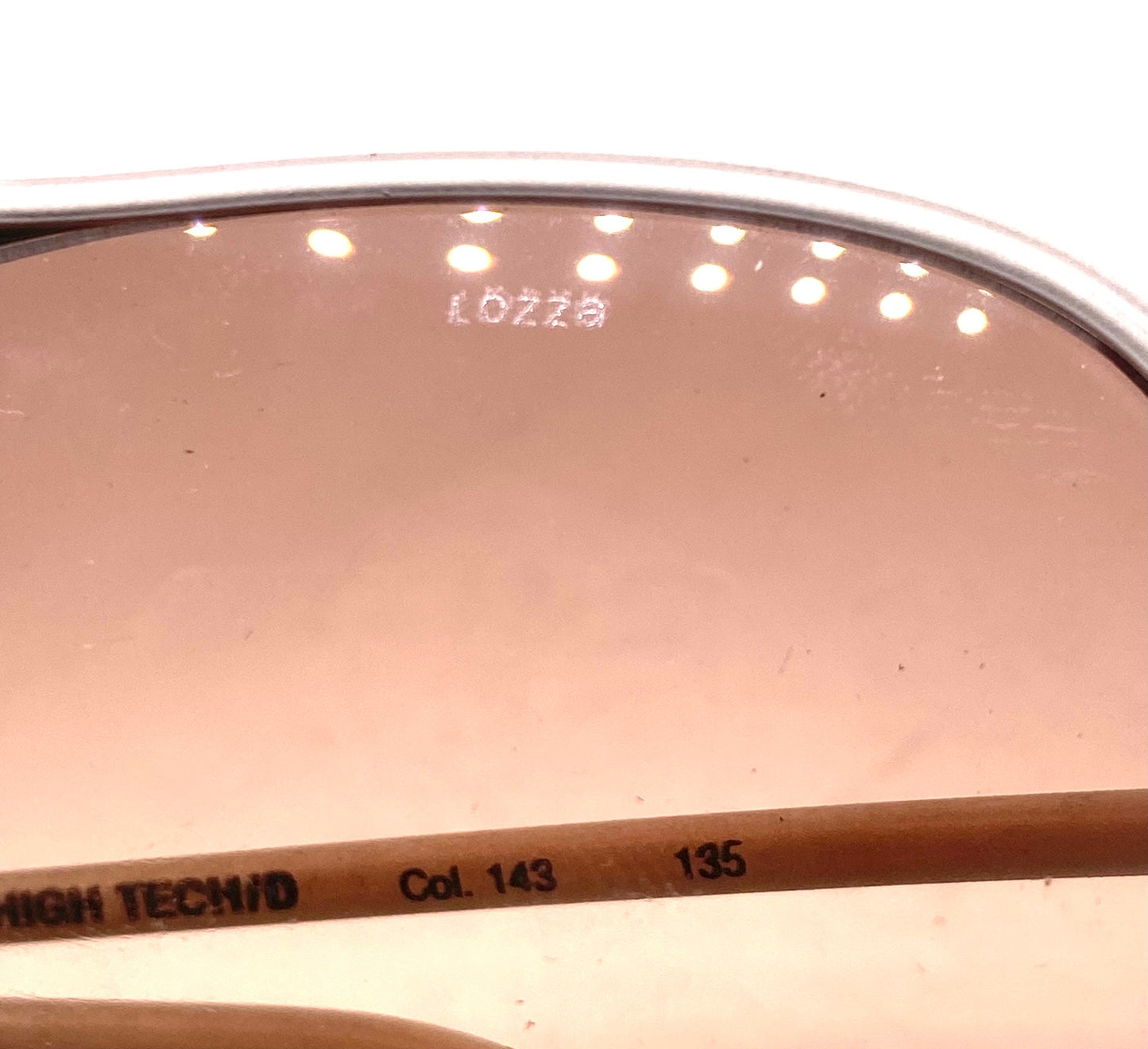 Lozza high tech HD vynil rolled golden metal aviator sunglasses w fade lenses, 1970’s  NOS Italy