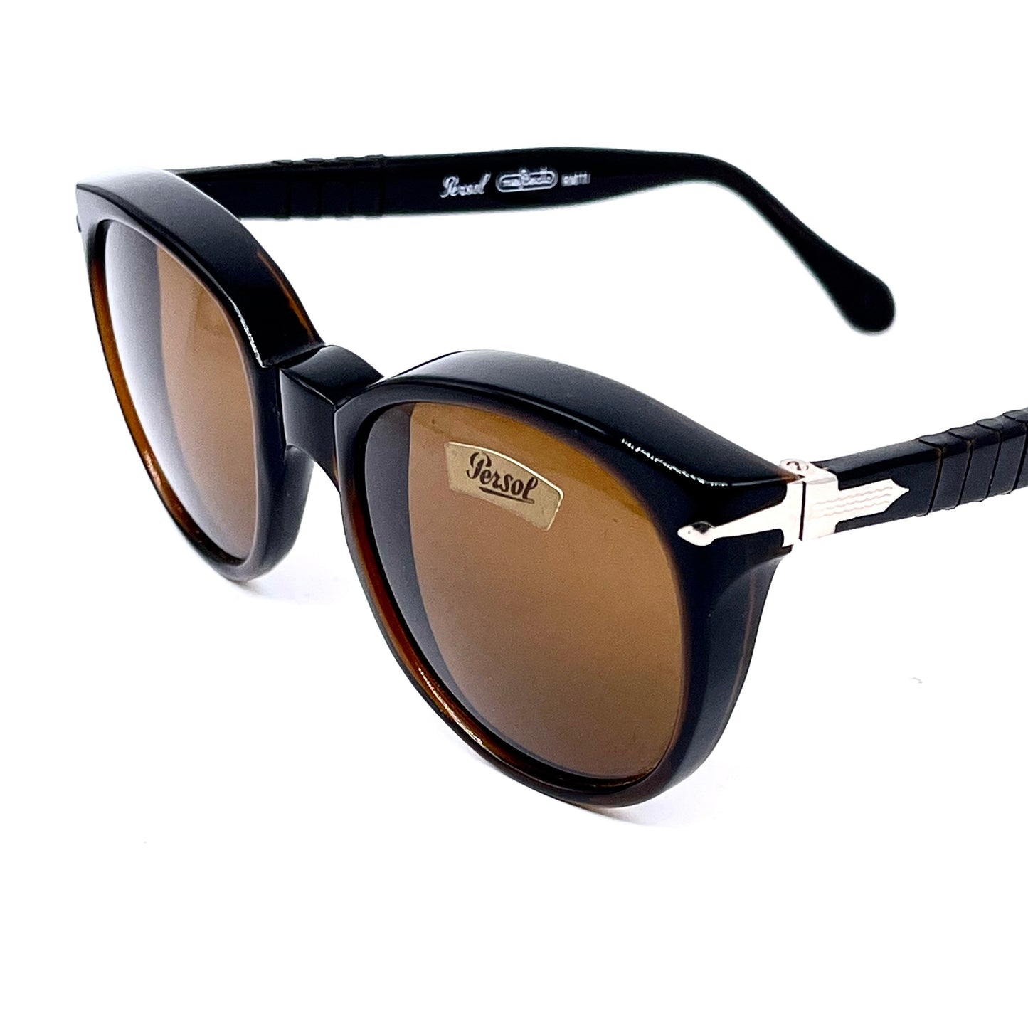 Iconici occhiali da sole Persol Ratti Solecchio tartarugati p3 realizzati a mano in Italia negli anni '80