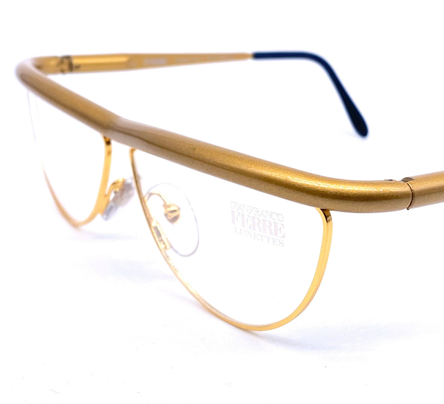 Gianfranco Ferré GFF 31N cat eyes alutanium modernist metal tubolar eyeglasses frames, 1990s NOS Italy