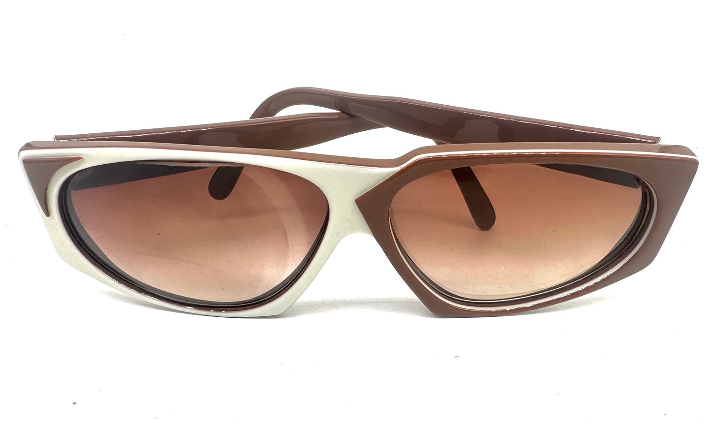One of a Kind asymmetrical multilayered brown/cream sampling/prototype sunglasses, never worn and unique!