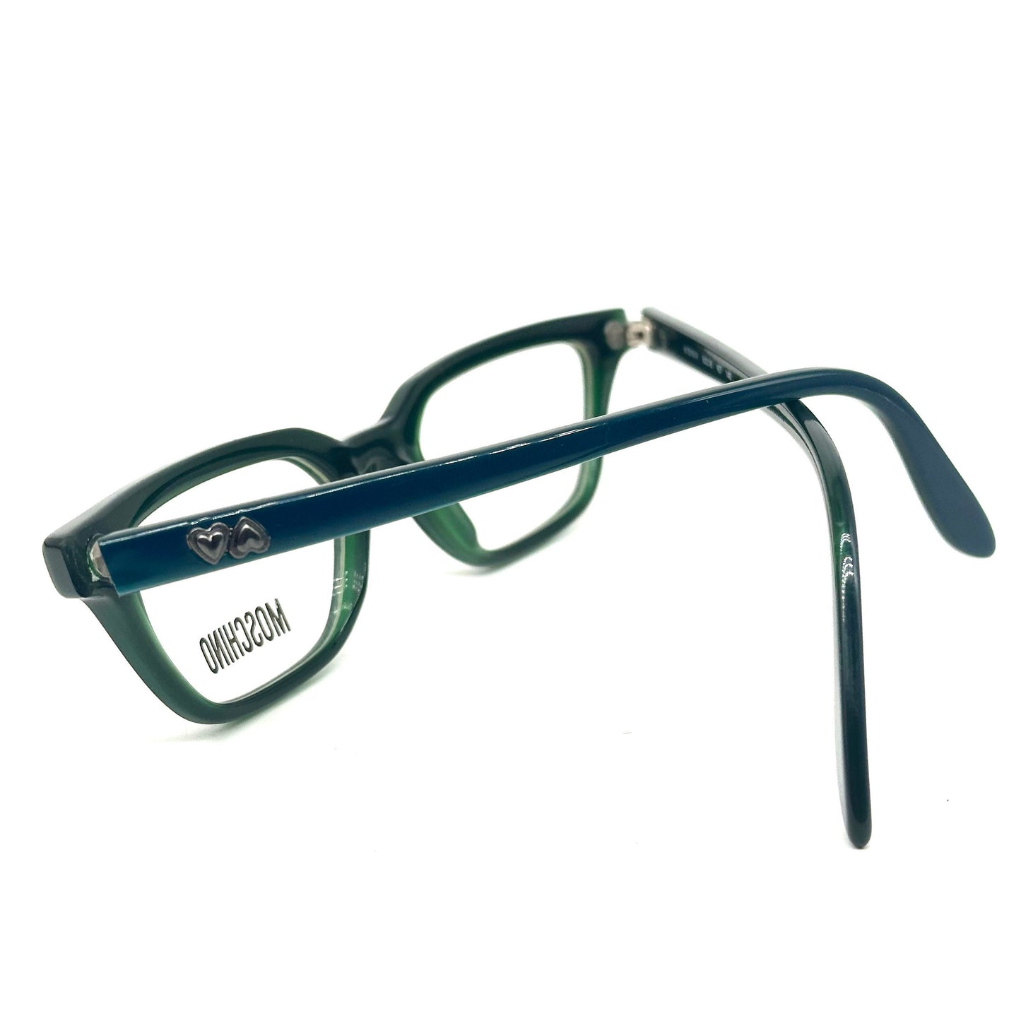Moschino M3516-V green cateye rectangle glasses frames hand made in Italy; 90s NoS