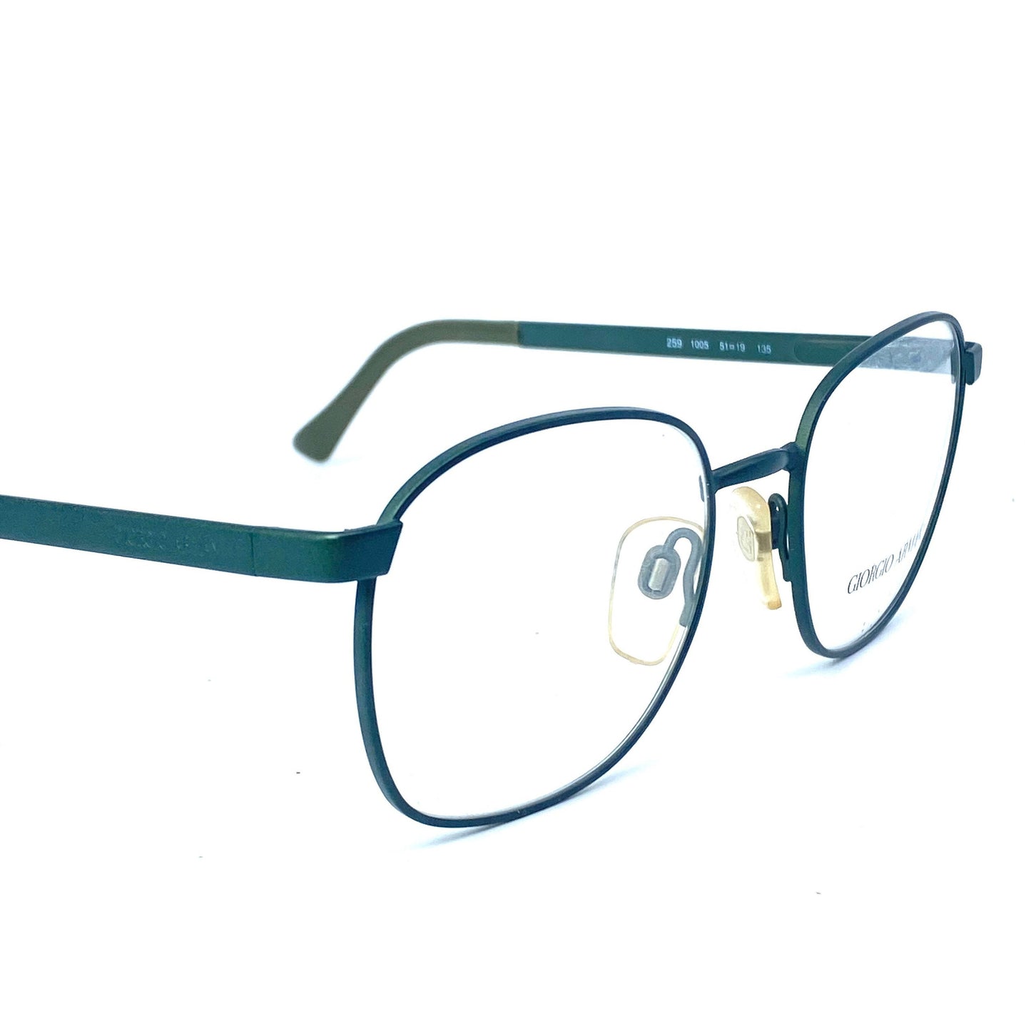 Giorgio Armani square military green eyeglasses frames, NOS 1980s ITALY