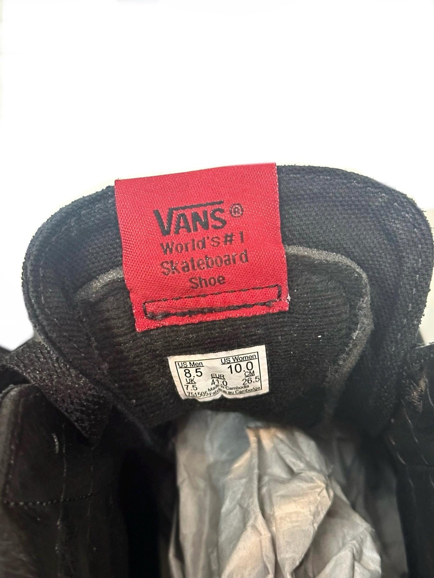 Vans SK8-HI black suede and leather interior hand painted custom with a burning red rose size EU 41 US Men 8.5 / Women 10