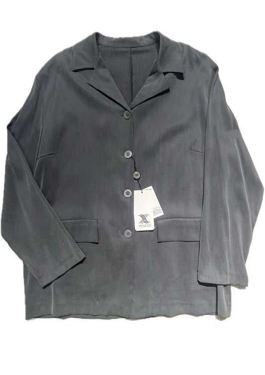 Grey softest Tencel satin feel grey blazer made in Italy by Villa di Rosa, NoS 80s sz 46