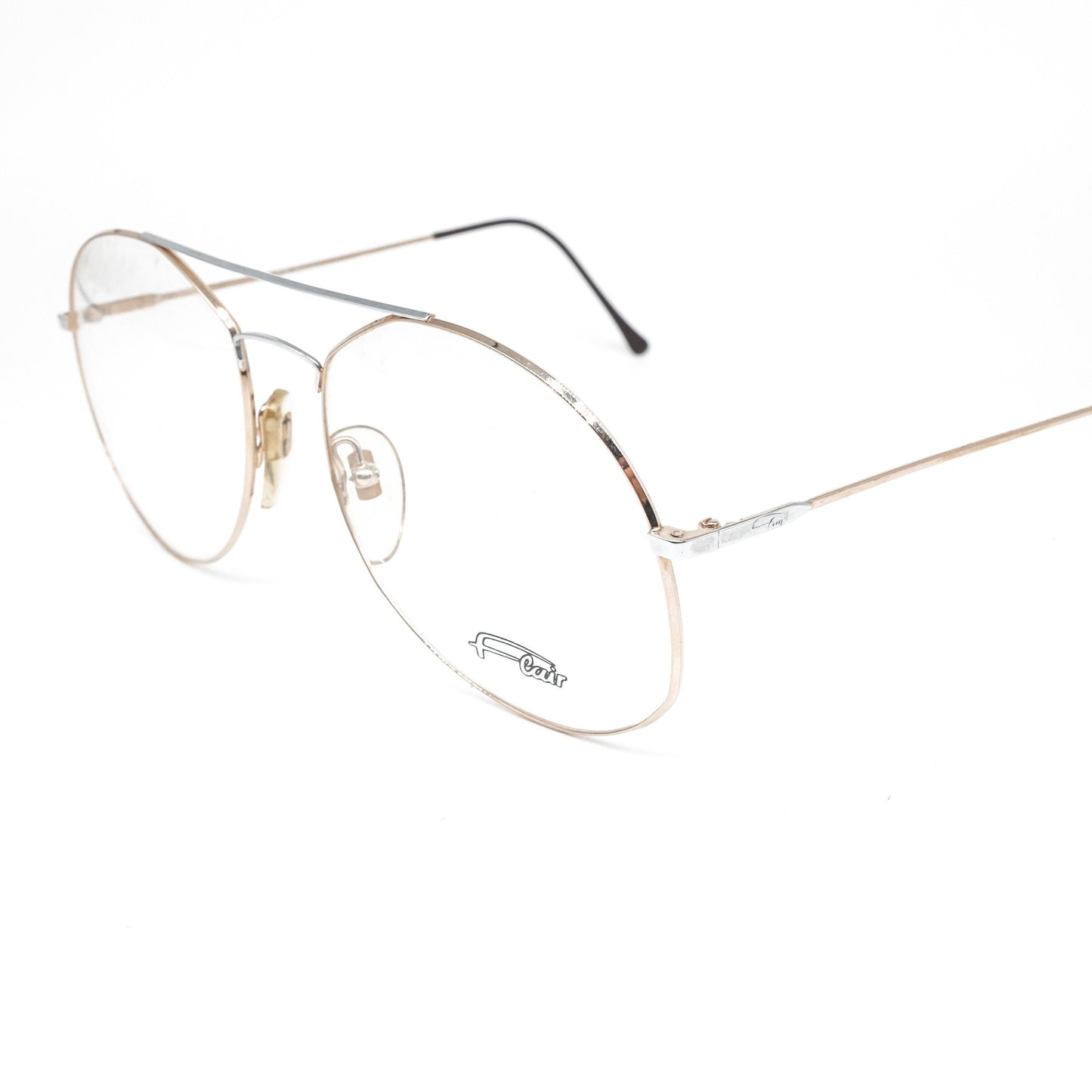 Flair gold-silver round aviator style eyeglasses  ultra-light titanium frame, 80s NOS