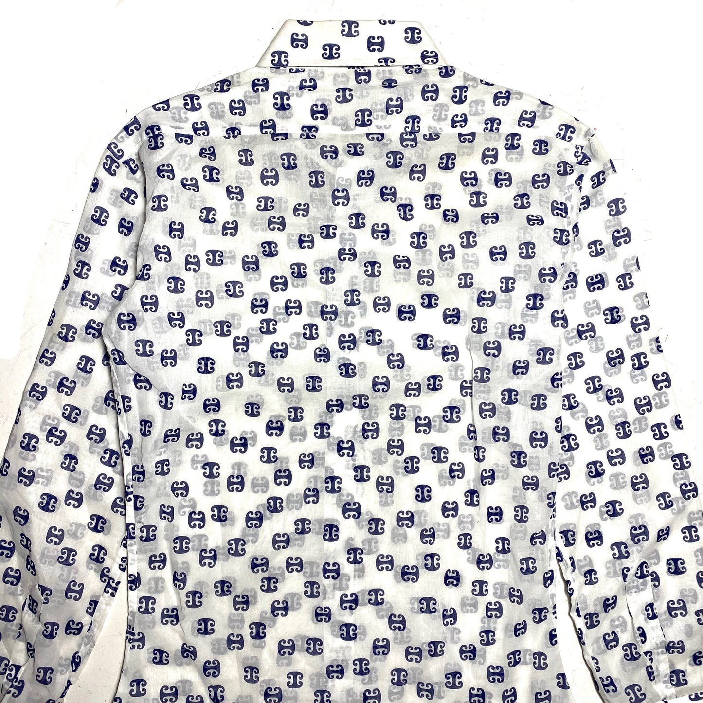 Rao tailors 1960s abstract allover white light cotton popeline shirt, very good condition