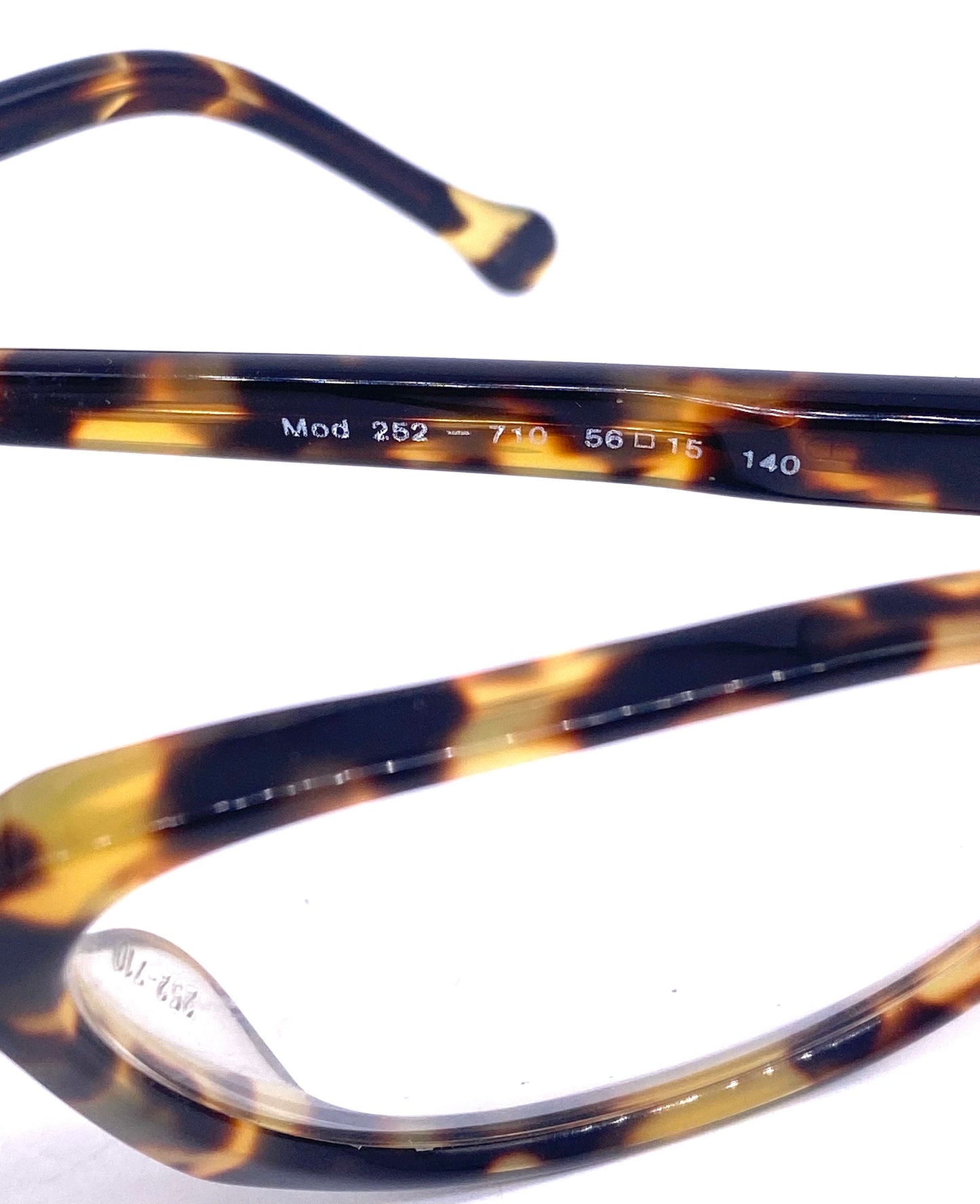 Jil Sander 252 tortoise cello eyeglasses frames, aviator drop shaped glasses hand made in Italy, NOS 90s