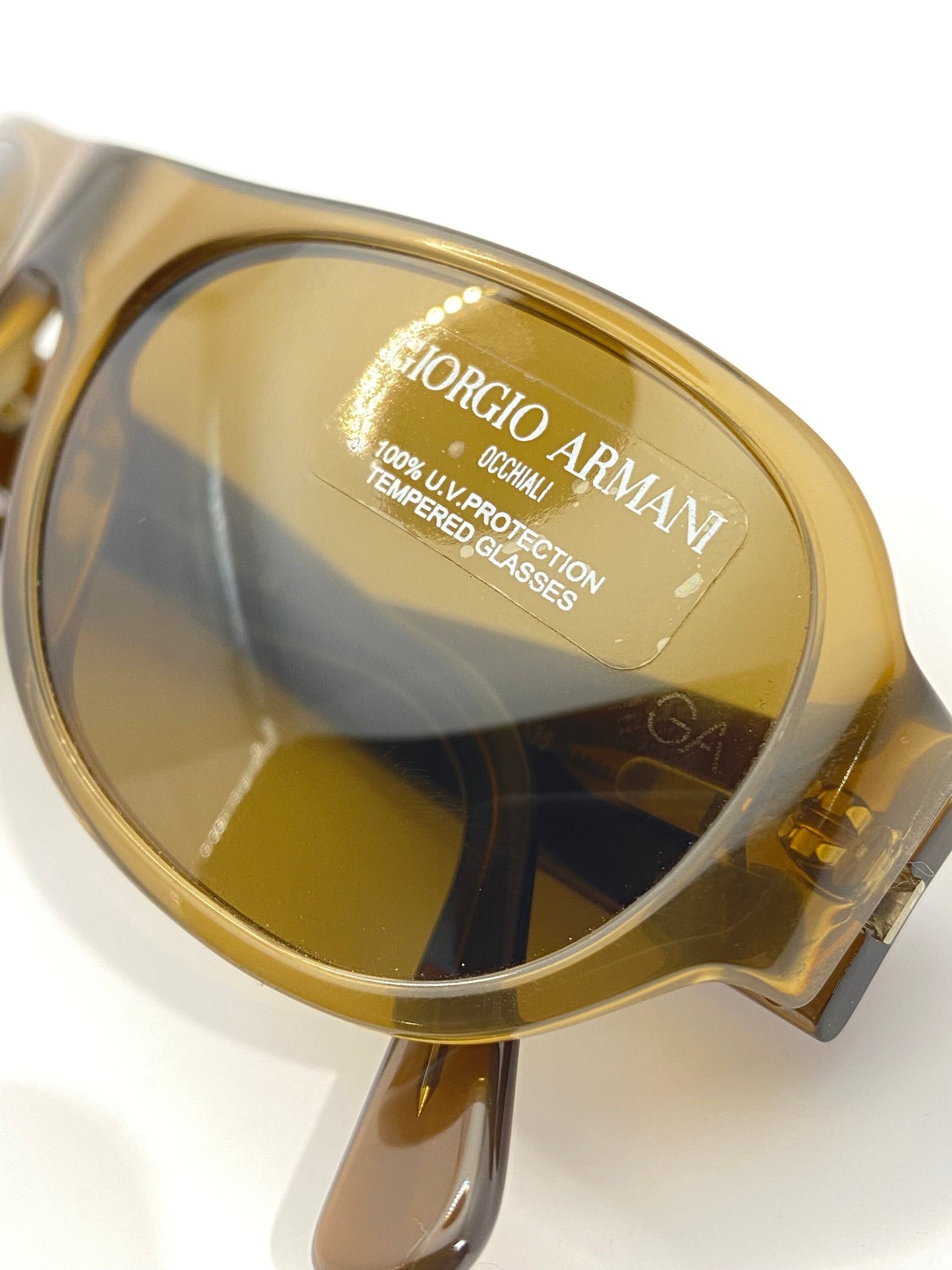 Giorgio Armani 2520 brown translucent aviator Sunglasses w crystal tempered lenses, NOS 80s