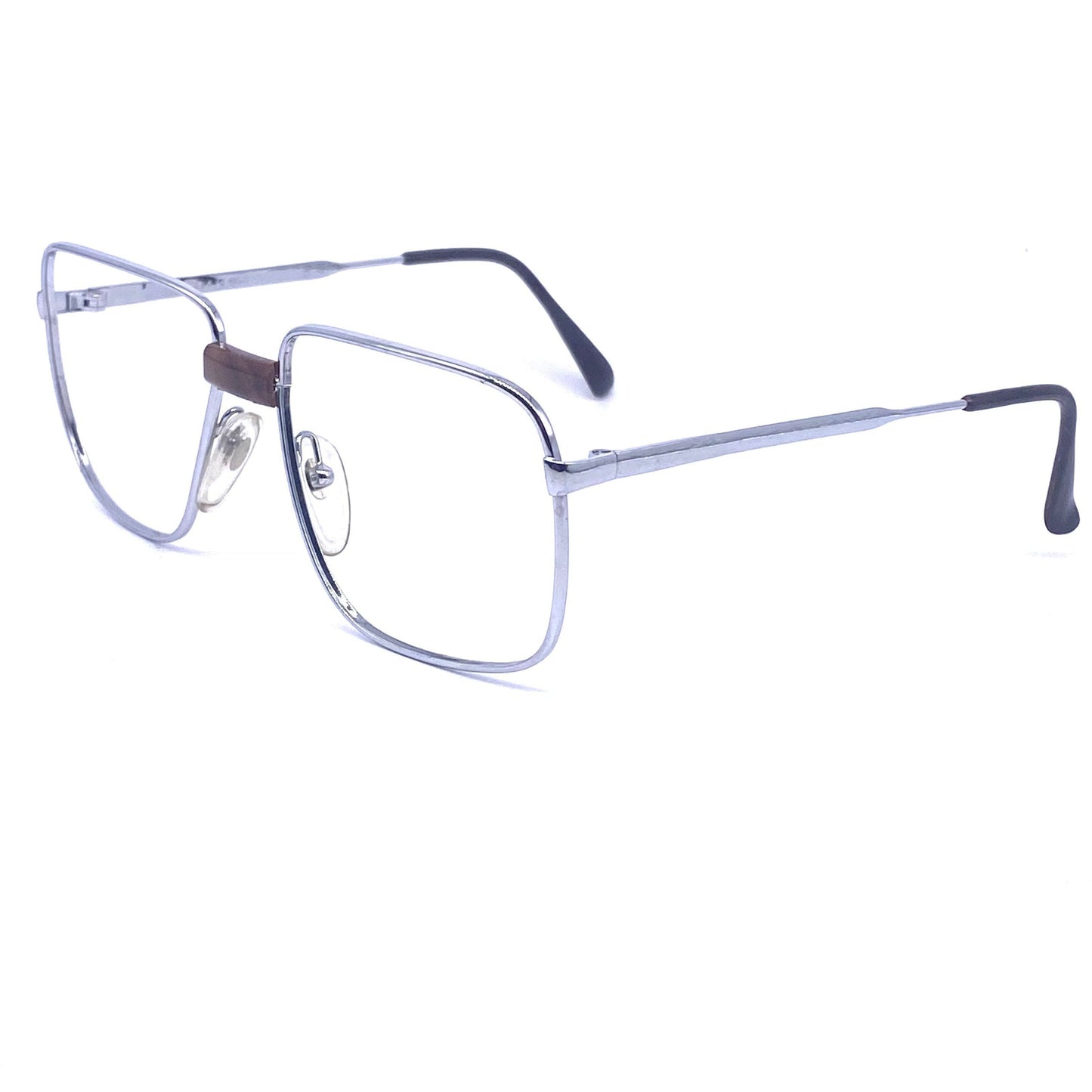 OGZ square geek metal frames w/ briar root  bridge, 1960s NOS Italy