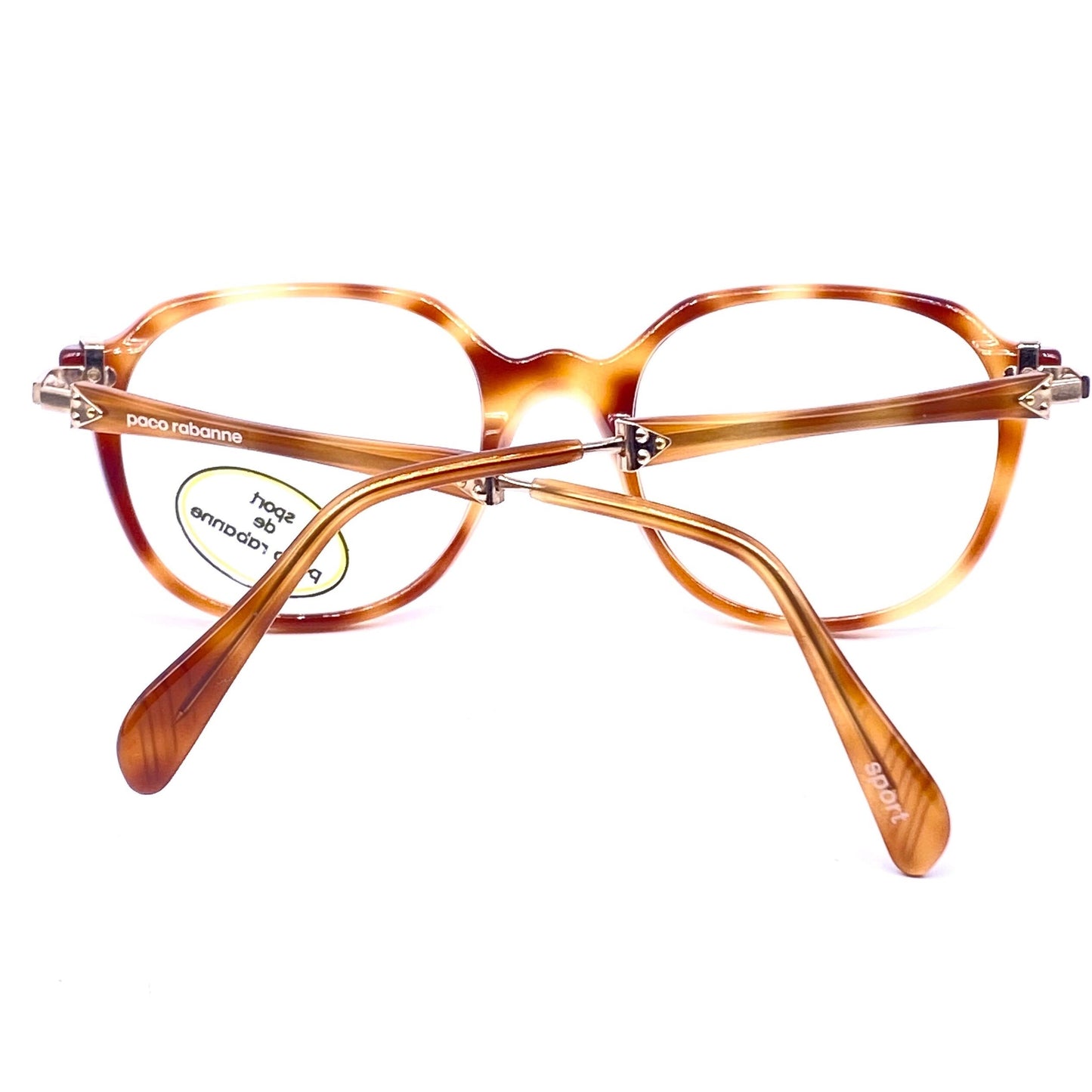 Paco Rabanne montature geek quadrate con dettagli steampunk, NOS 80 France