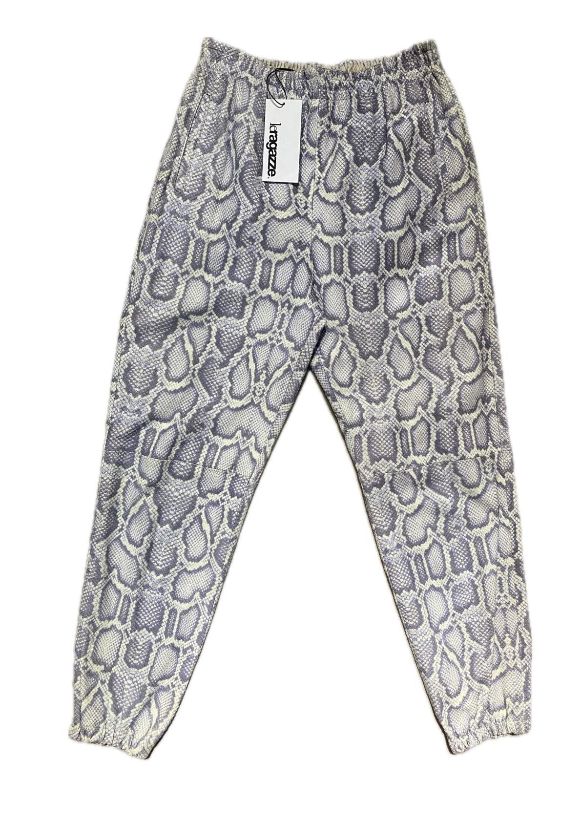 Real leather trackpants w snake print-3d texture, super realistic feel and look, BNWT itsly 90s