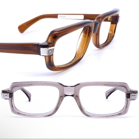 Serge Kirchhofer mod.14 luxury thick squared grey translucent sunglasses 1970s NOS