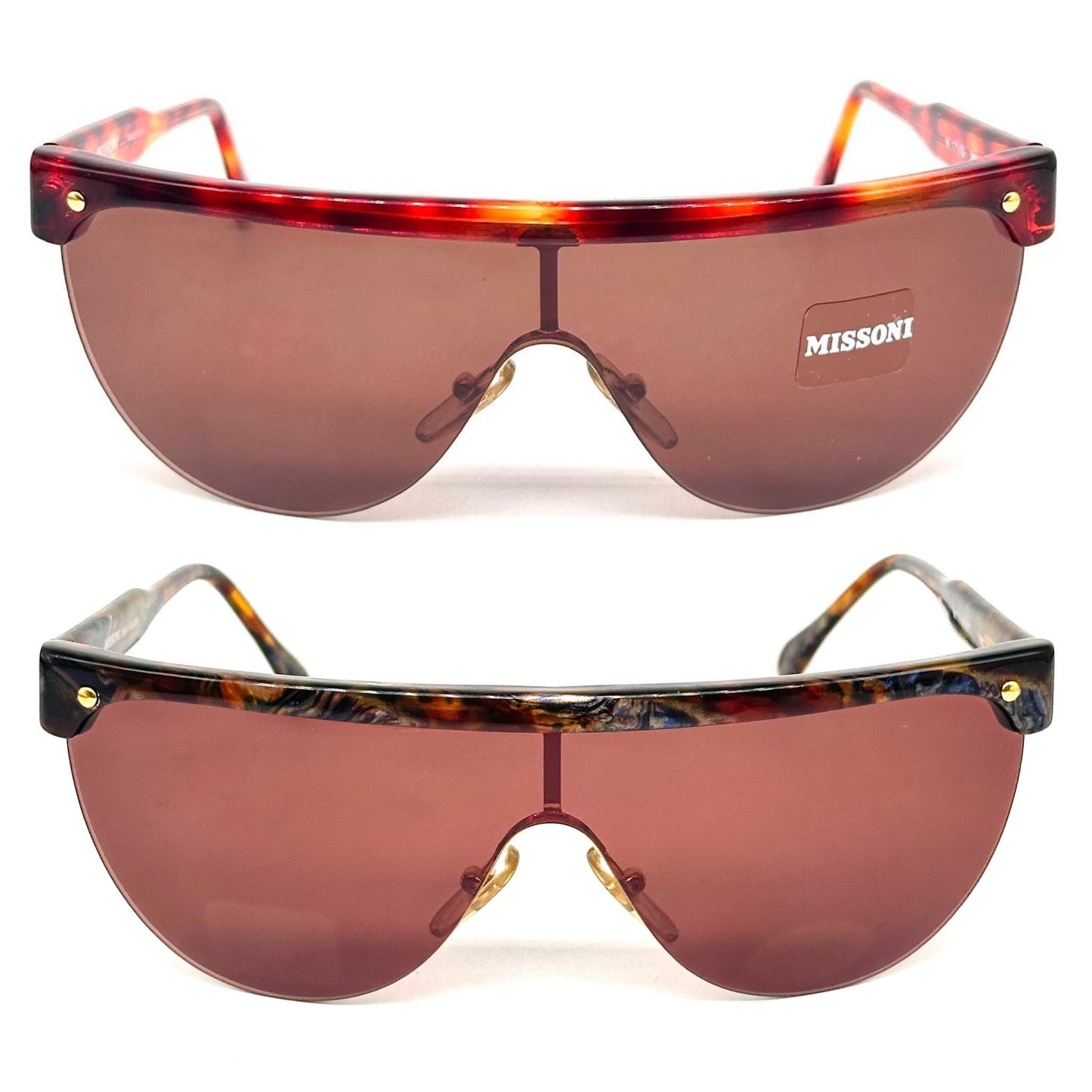 Missoni M171/S tortoise mask/ shield sunglasses w flat top browline, NOS 90s mint