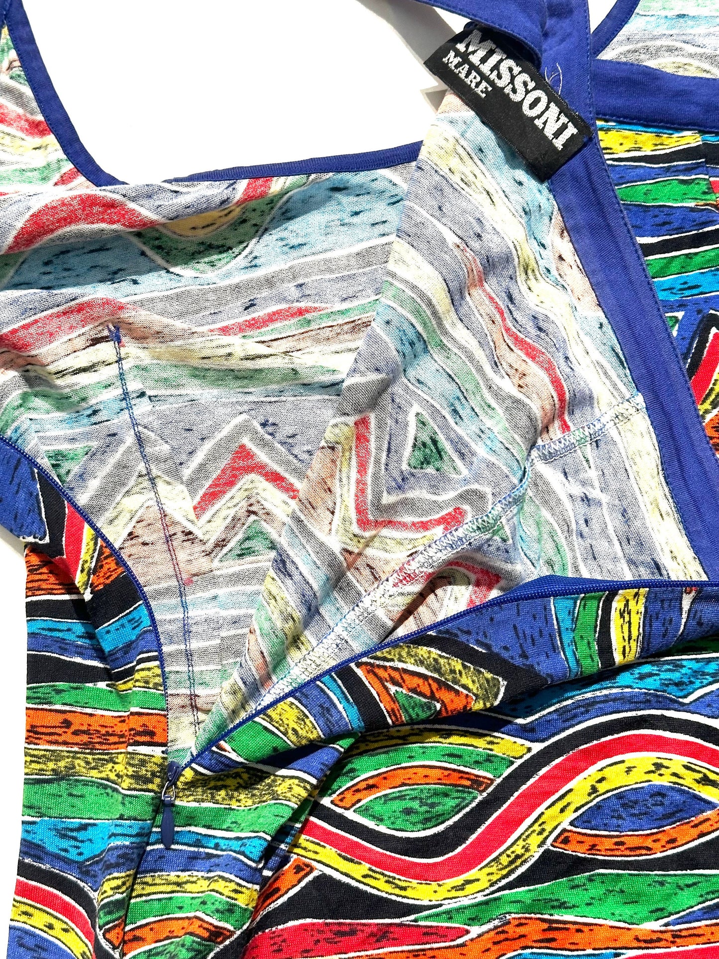 Missoni Mare iconic colorful abstract print cross straps tanktop, sz 42 M