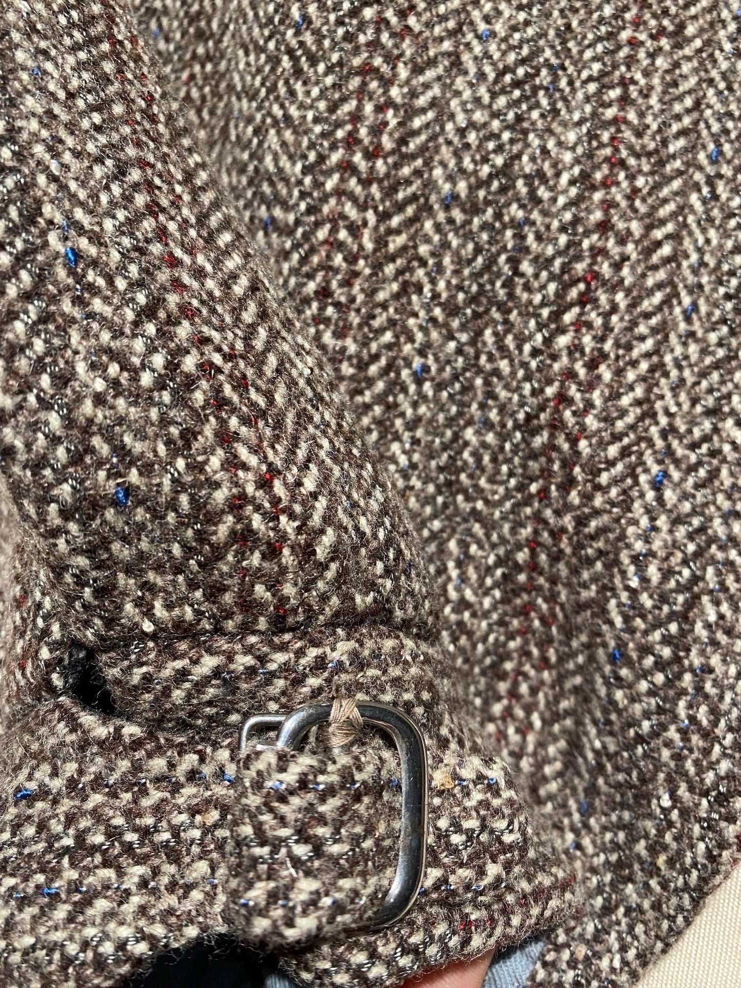 Auth. 1930s circa sartorial brown chevron thick wool trousers ready made 4 suspenders, great cond. sz S man